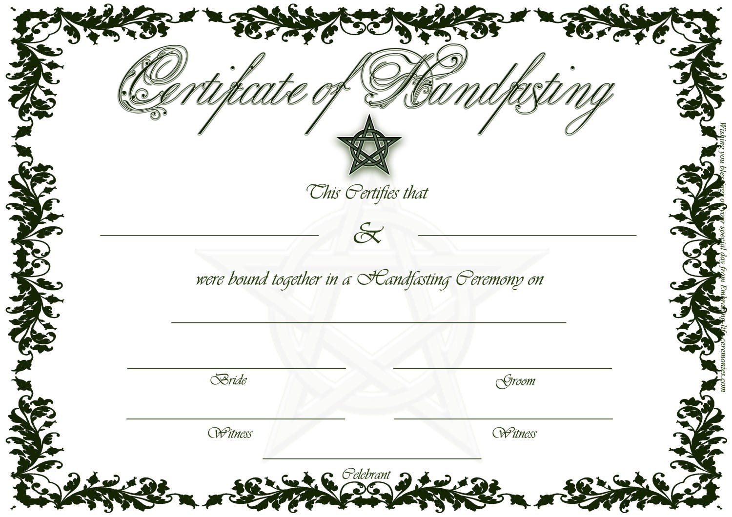 free printable handfasting certificate
