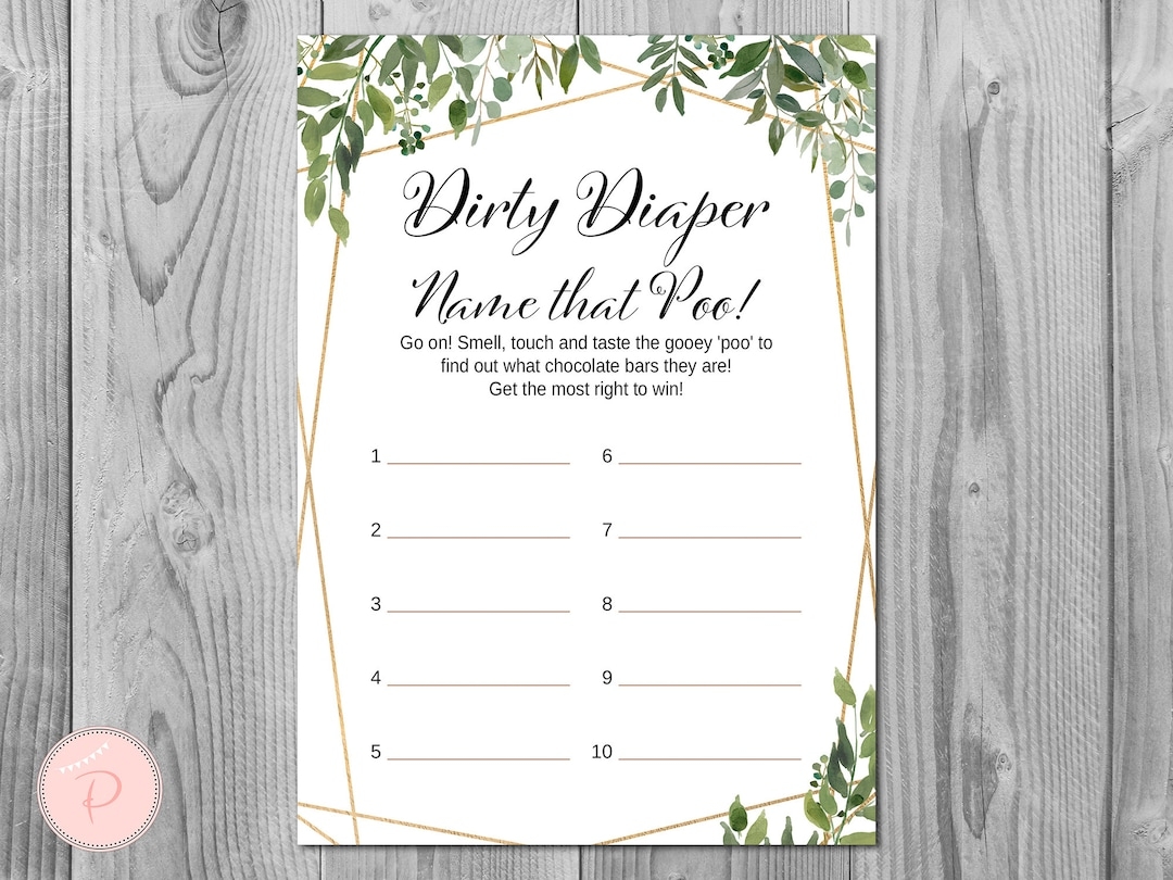 Greenery Dirty Diaper Game Dirty Diaper Guess The Sweet Mess Baby Shower Games Digital Downloads Printable Instant TH93 BABY Etsy