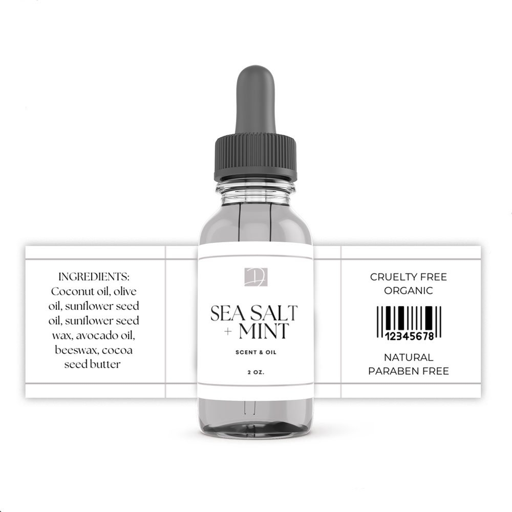 Grey And White Essential Oil Canva Label Template 3x1 Inch 