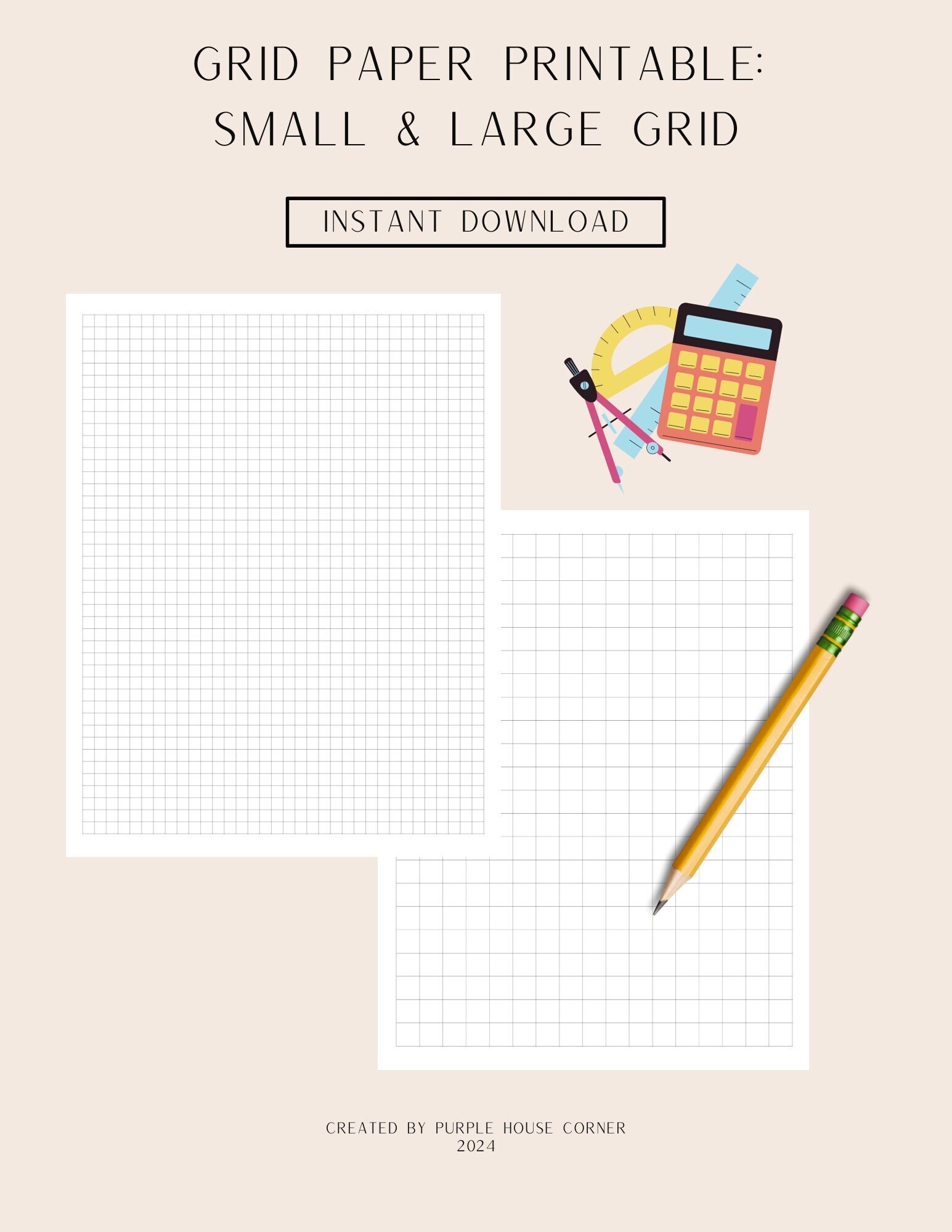 Grid Paper Printable Small U0026 Large Grid Paper Included Printable Grid For Notes Squared Paper Graph Paper Instant Download PDF Etsy