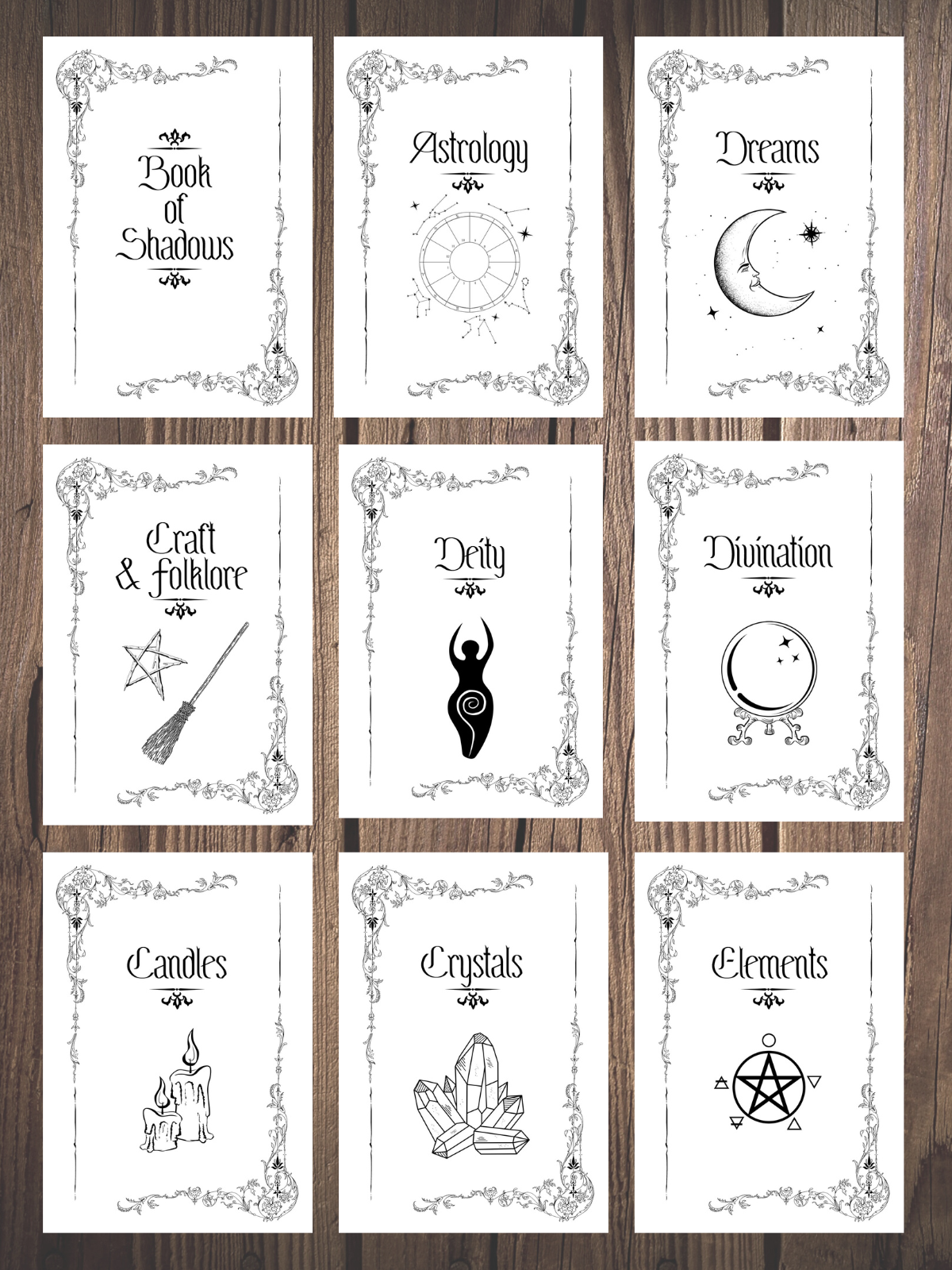 Grimoire Divider Pages Title Inserts