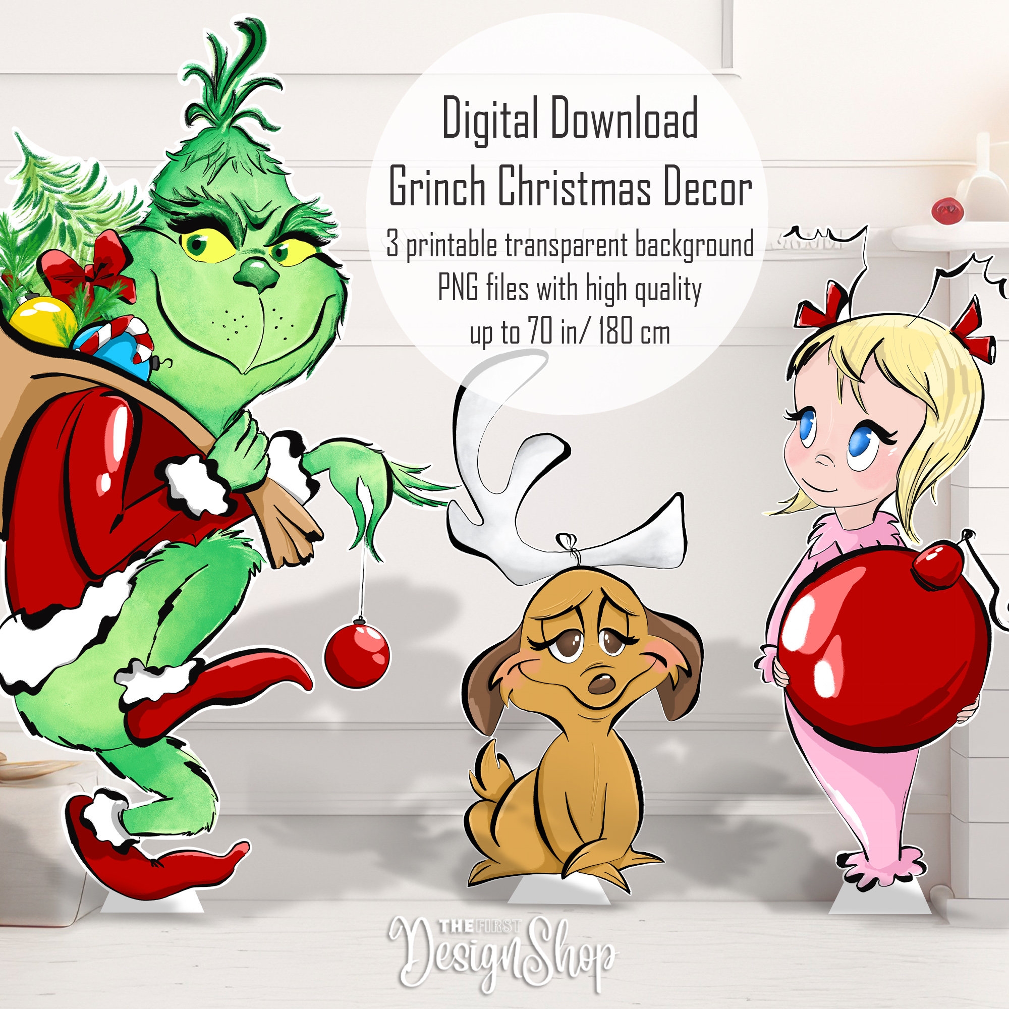 Grinch Stealing Christmas Characters PNG Grinch Max Cindy Lou Whoville Figure Decor Bundle Of 3 PNG Yard Art Decor Digital Download Etsy