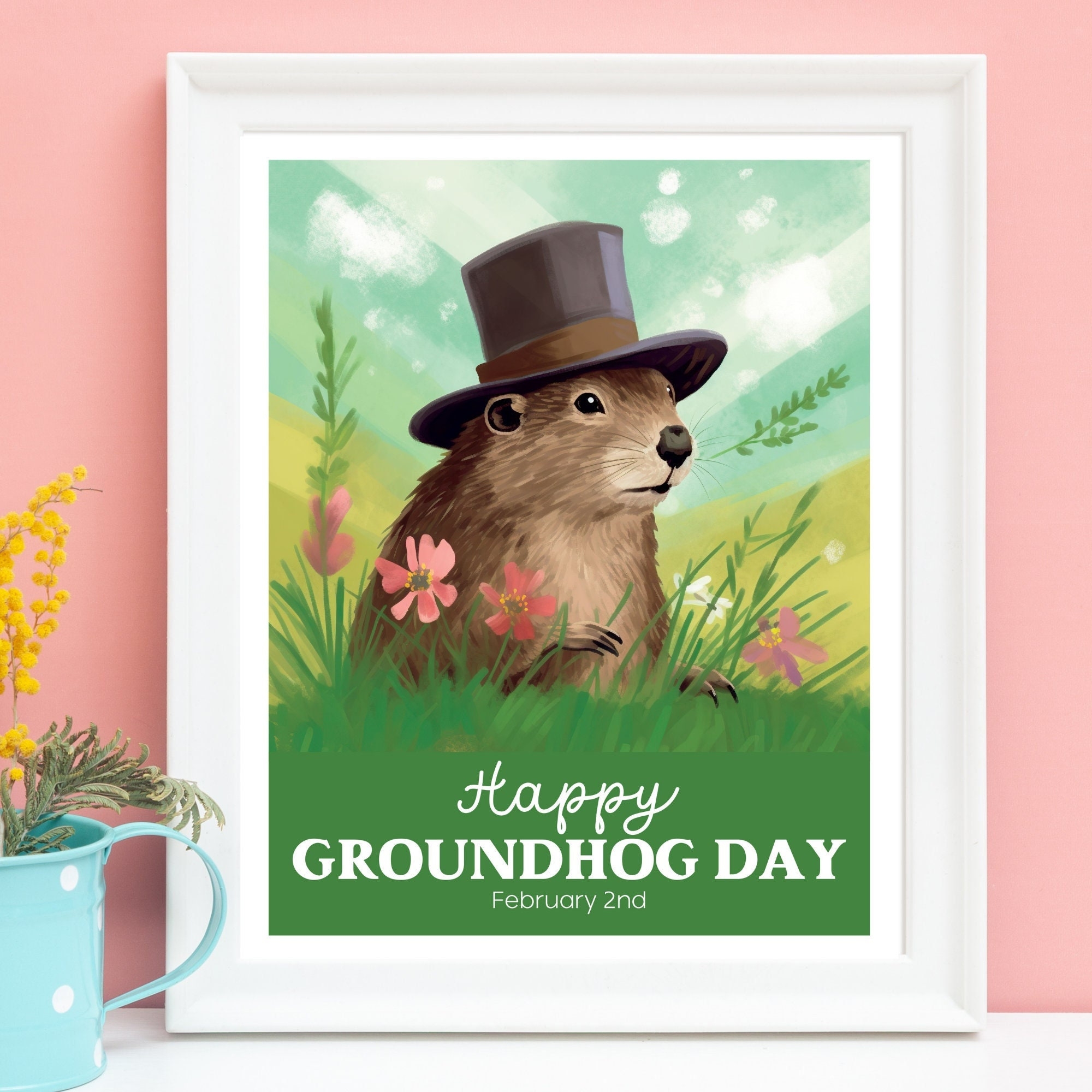 Groundhog Day Print Punxsutawney Phil Wall Art Digital Download Groundhogs Day Party Decor Printable PDF Wiarton Willie Etsy