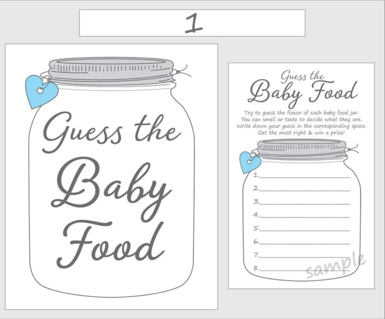 Guess The Baby Food Printable Baby Shower Game Blue Boy Mason Jar Etsy