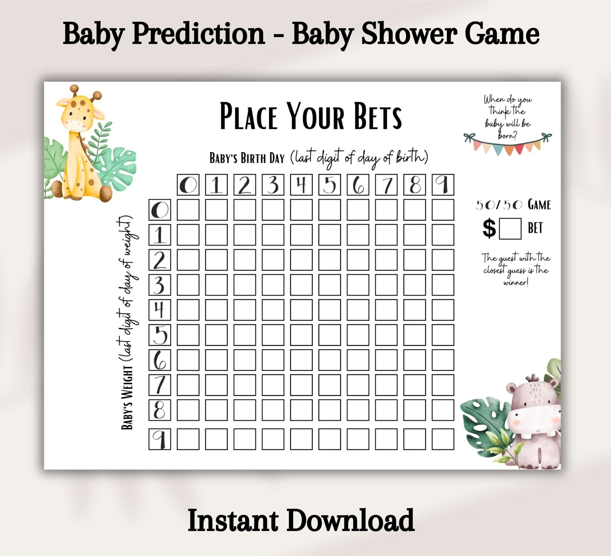 Guess The Baby Outlet Weight Free Printable