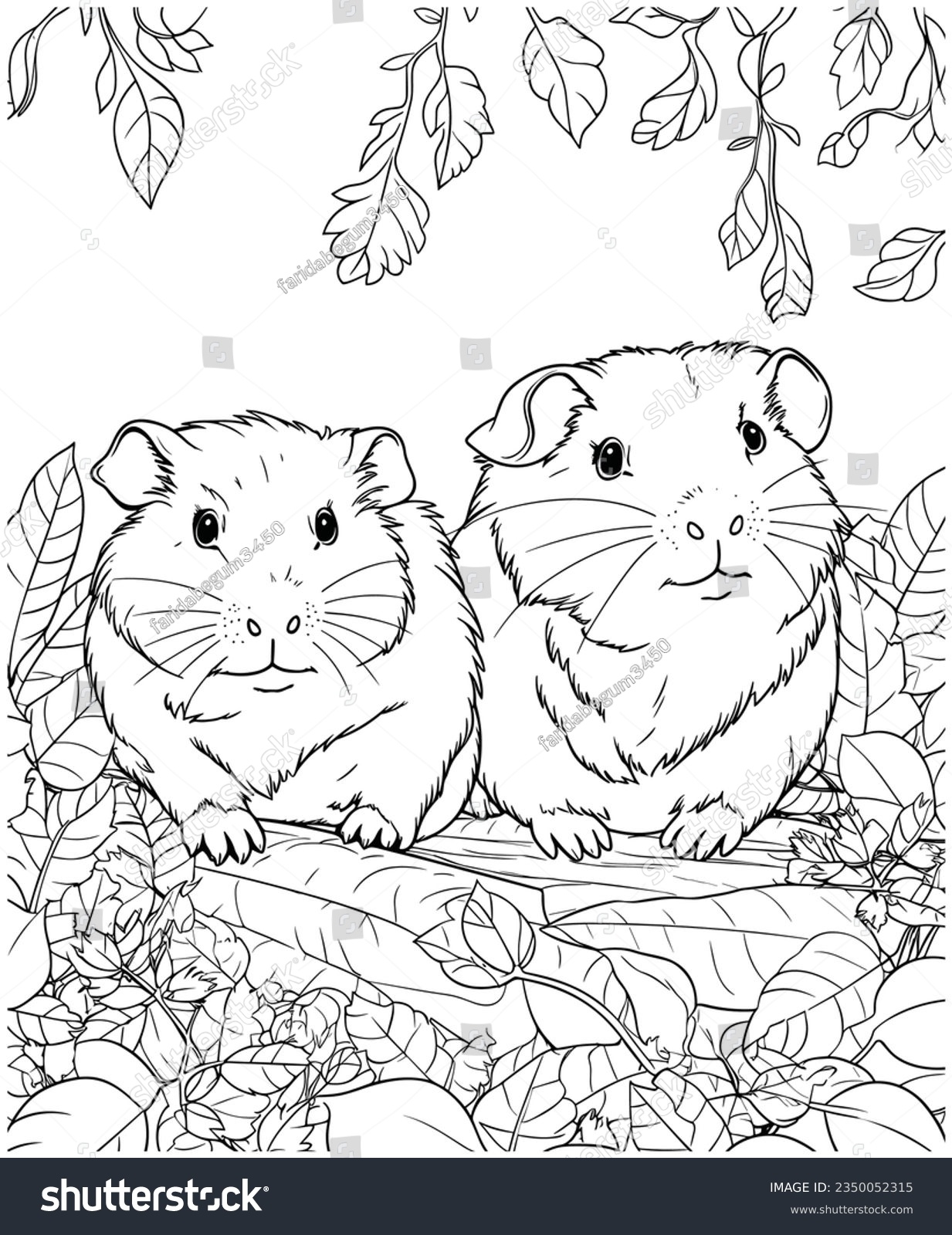 Guinea Pig Coloring Page Vector Illustration Stock Vector Royalty 