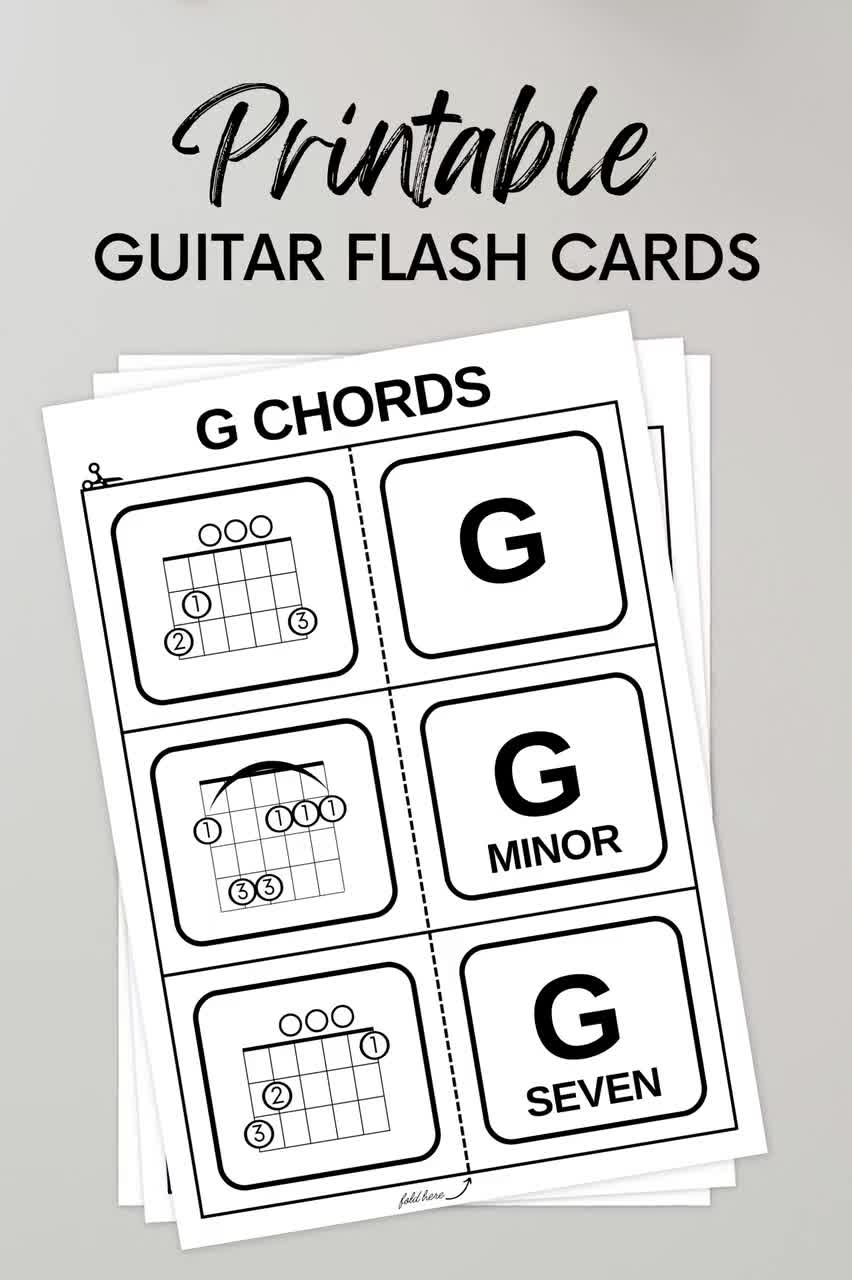 Guitar Chord Flash Cards For Beginners Printable At Home On 