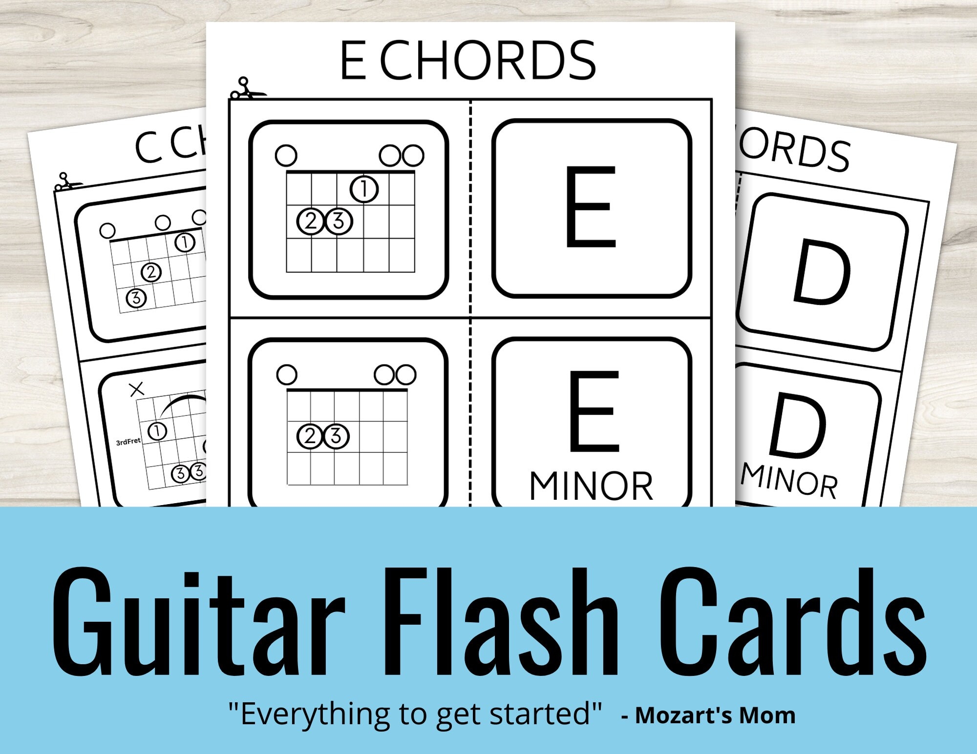 Guitar Chord Flash Cards Printable At Home Music Quiz Test Index 