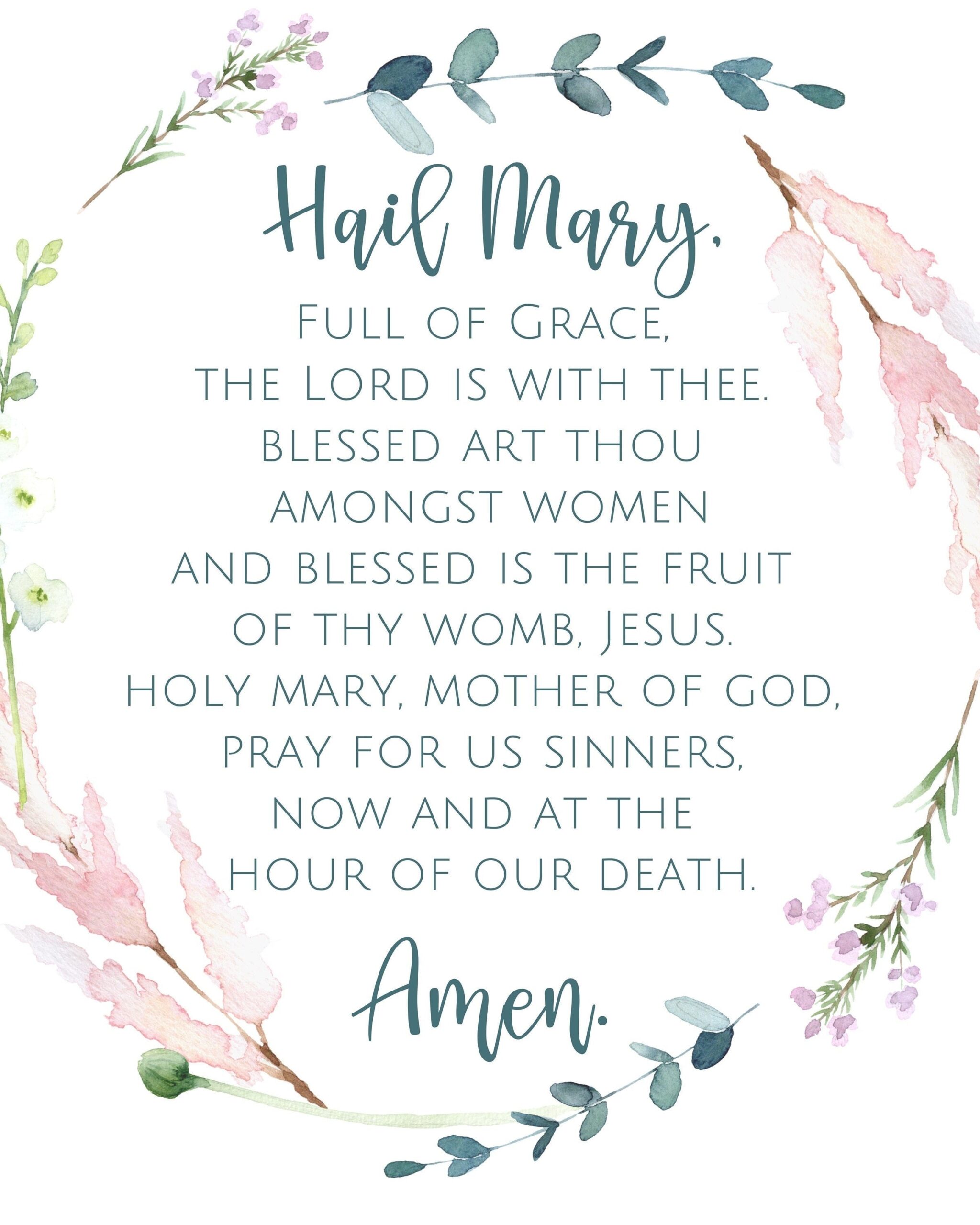 Hail Mary Prayer Catholic Prayer Digital File Download