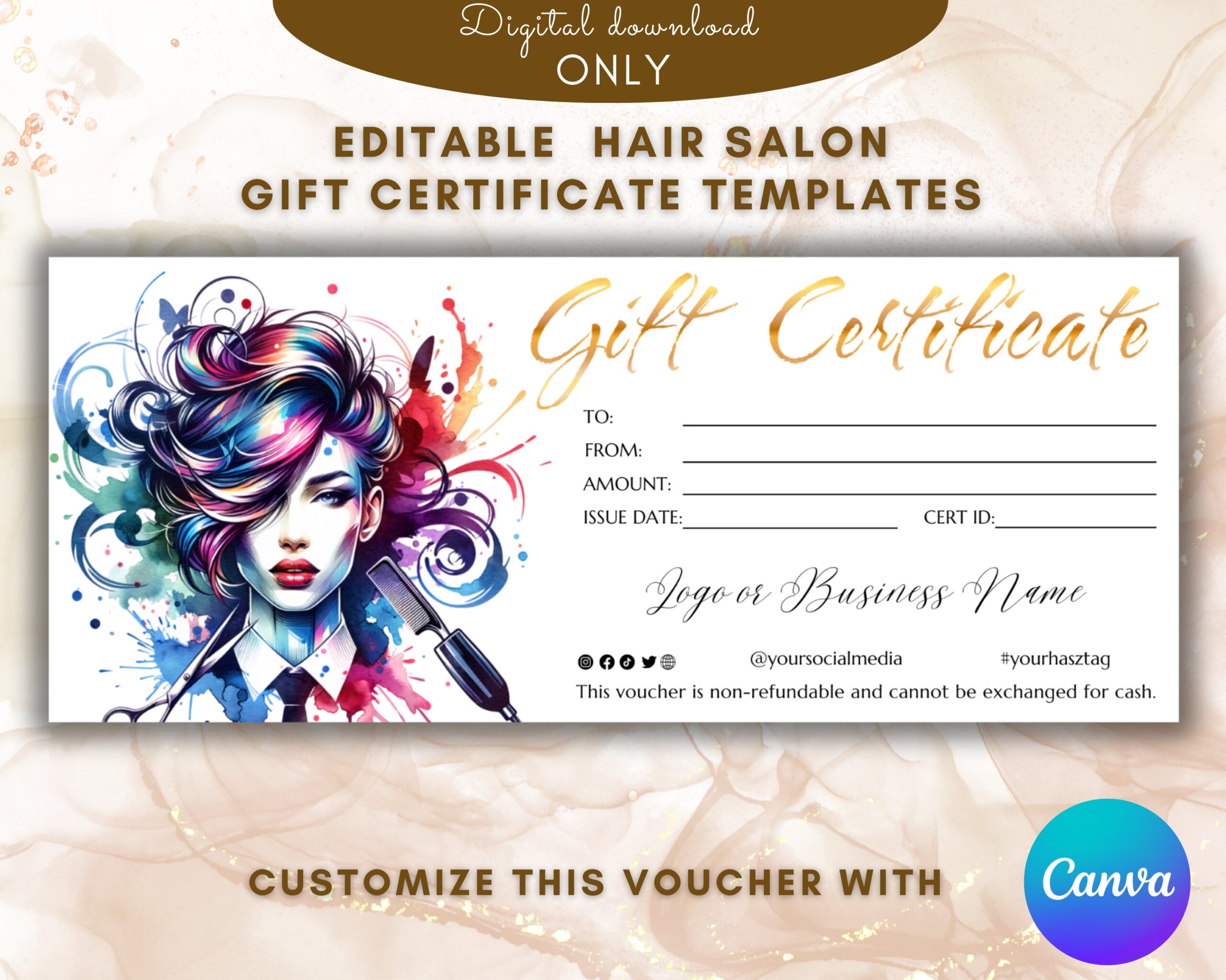 Hair Salon Gift Certificate Template Elegant Hair Stylist Gift 