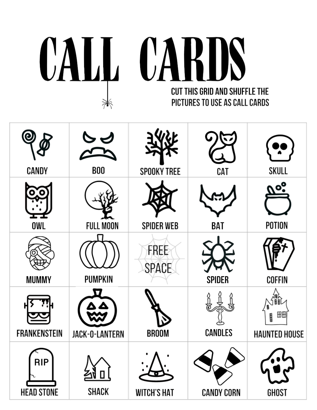 free halloween bingo printable
