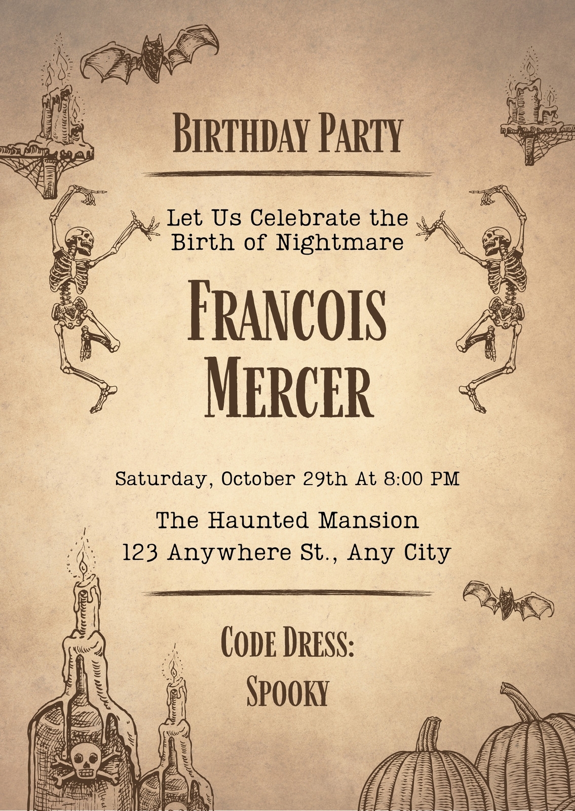 free printable halloween birthday party invitations
