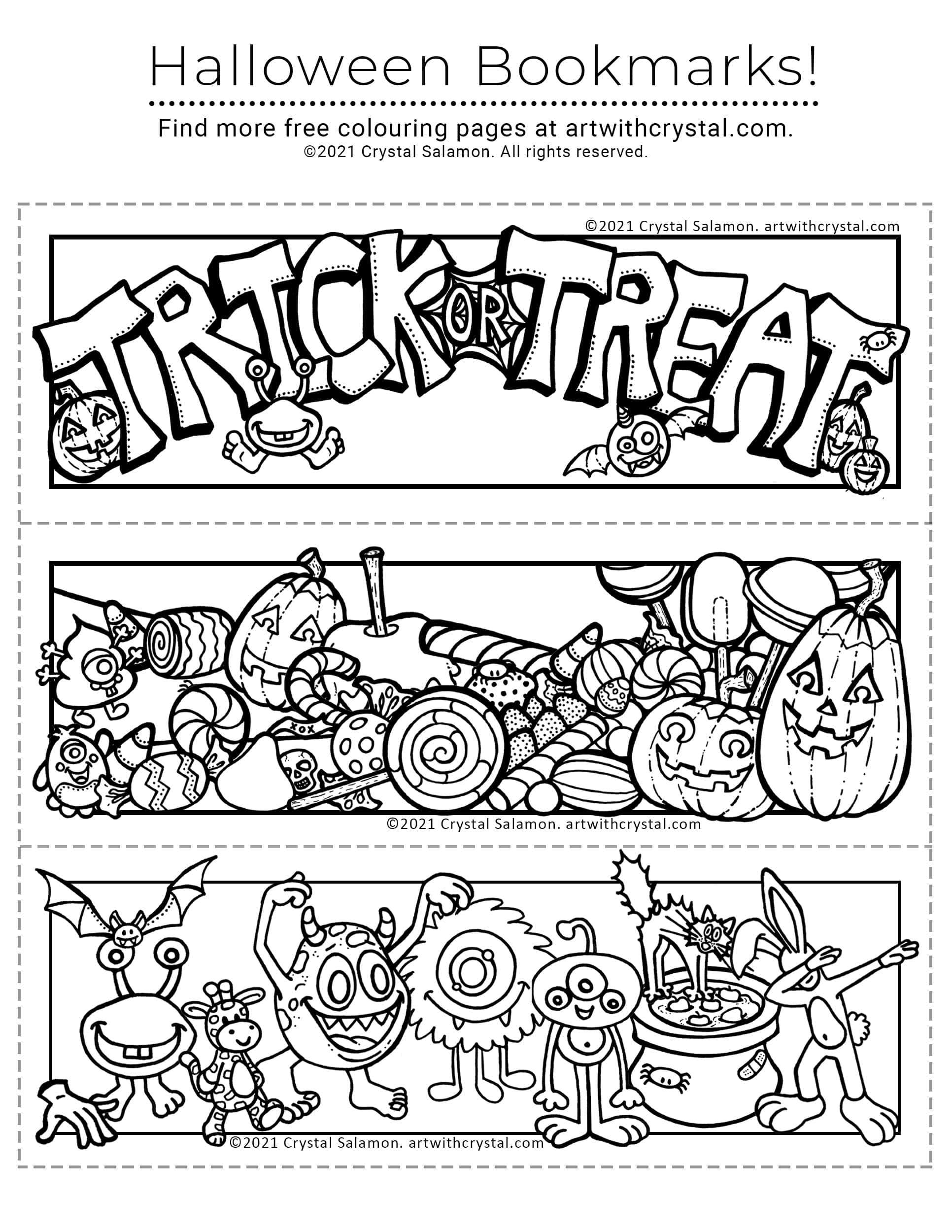 Halloween Bookmarks FREE Printable Art With Crystal