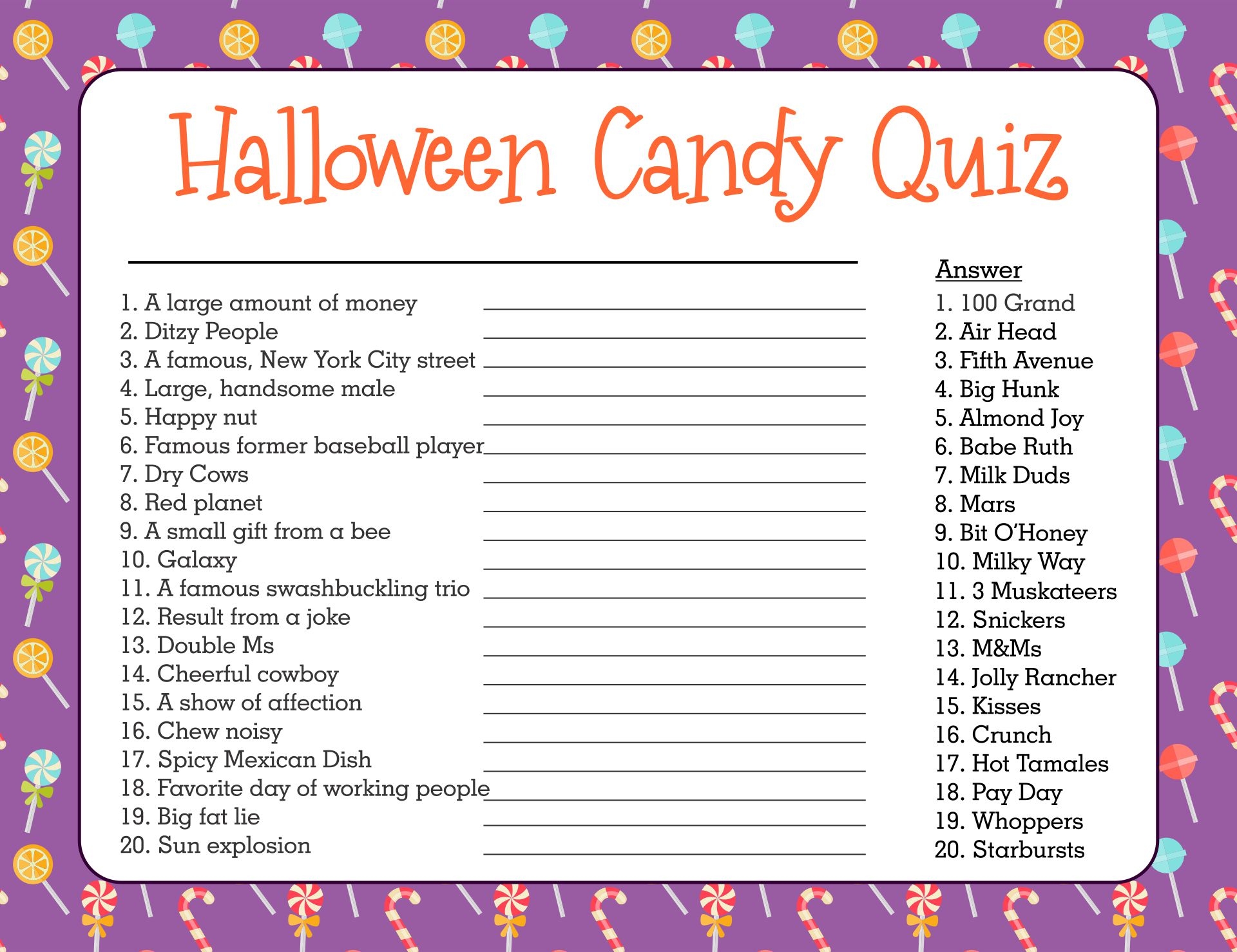 printable candy trivia questions and answers printable candy trivia questions and answers