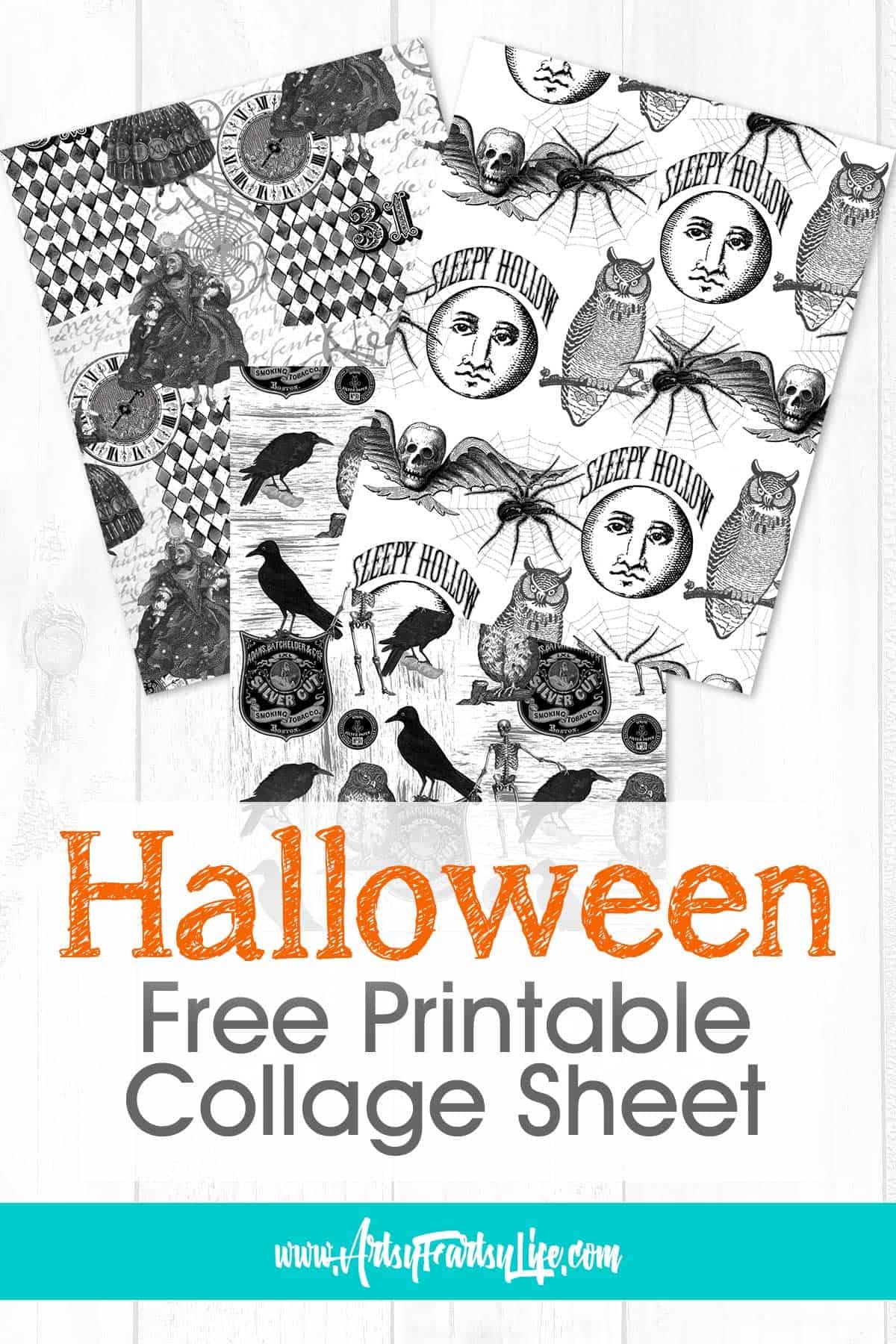 Halloween Collage Sheet Free Black And White Printable Artsy 
