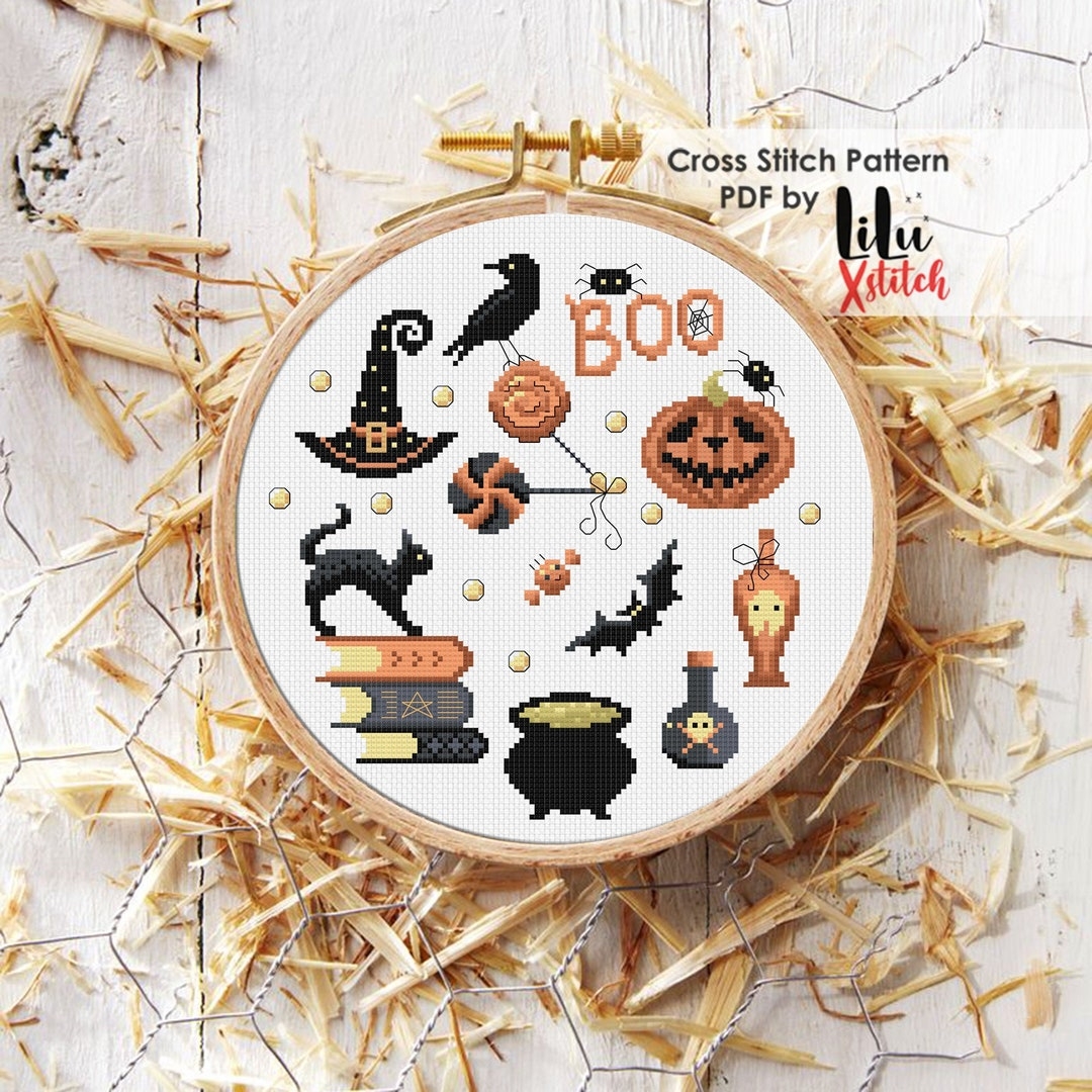Halloween Cross Stitch Pattern Vintage Horror Themed Creepy Haunted And Easy Cross stitch Chart For Beginners INSTANT DOWNLOAD PDF Etsy