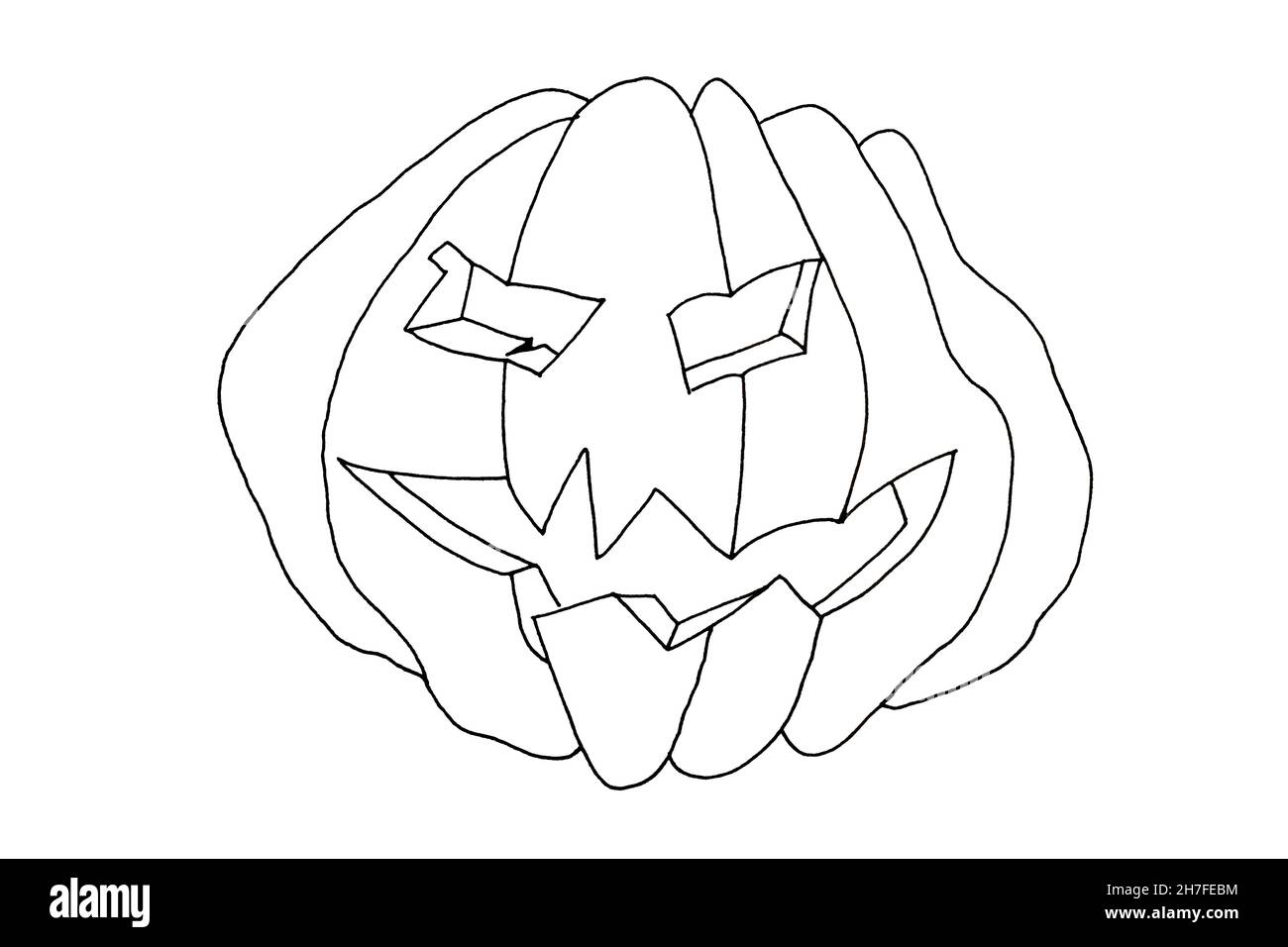 Halloween Jack O lantern Pumpkin Outline Isolated On White 