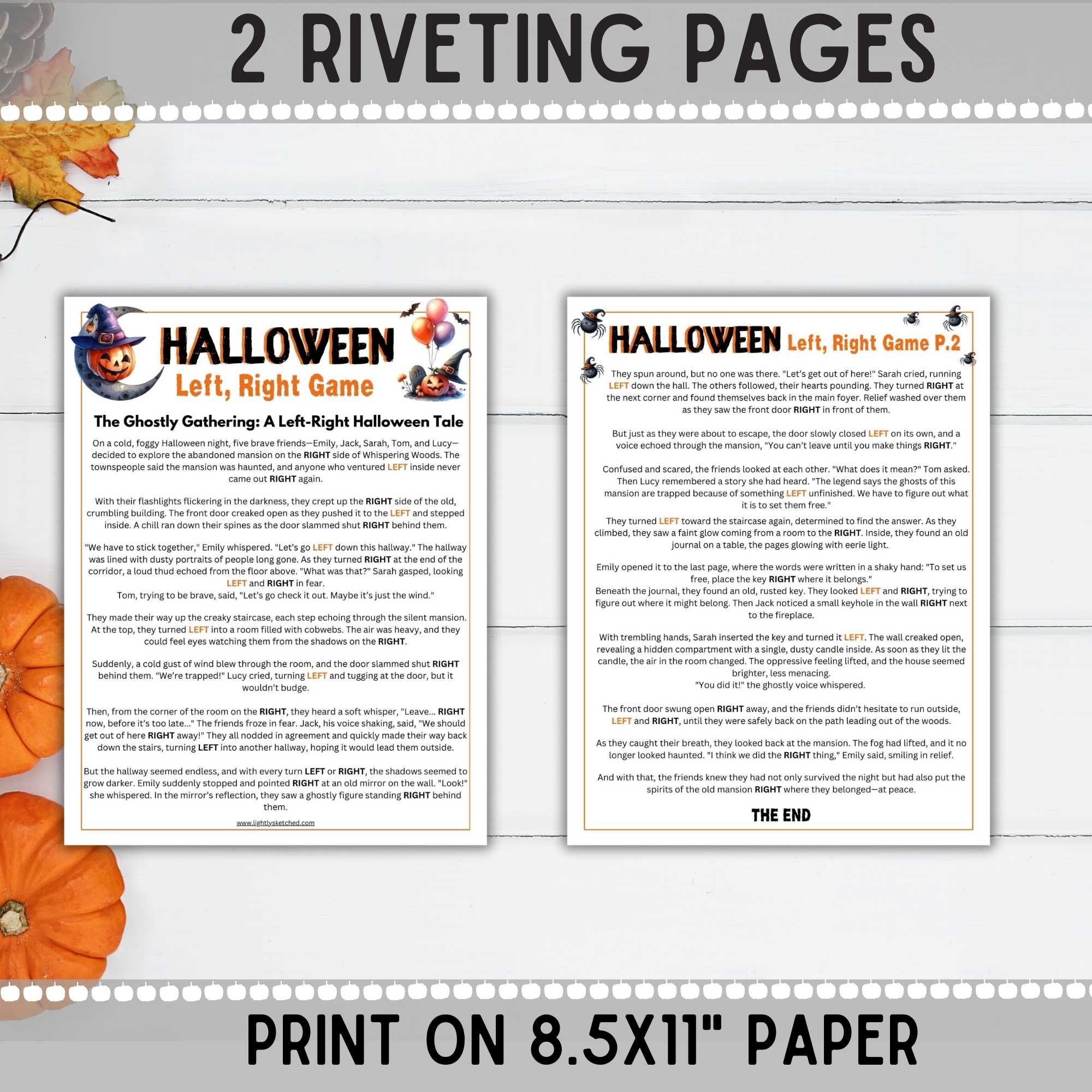 free printable halloween left right game