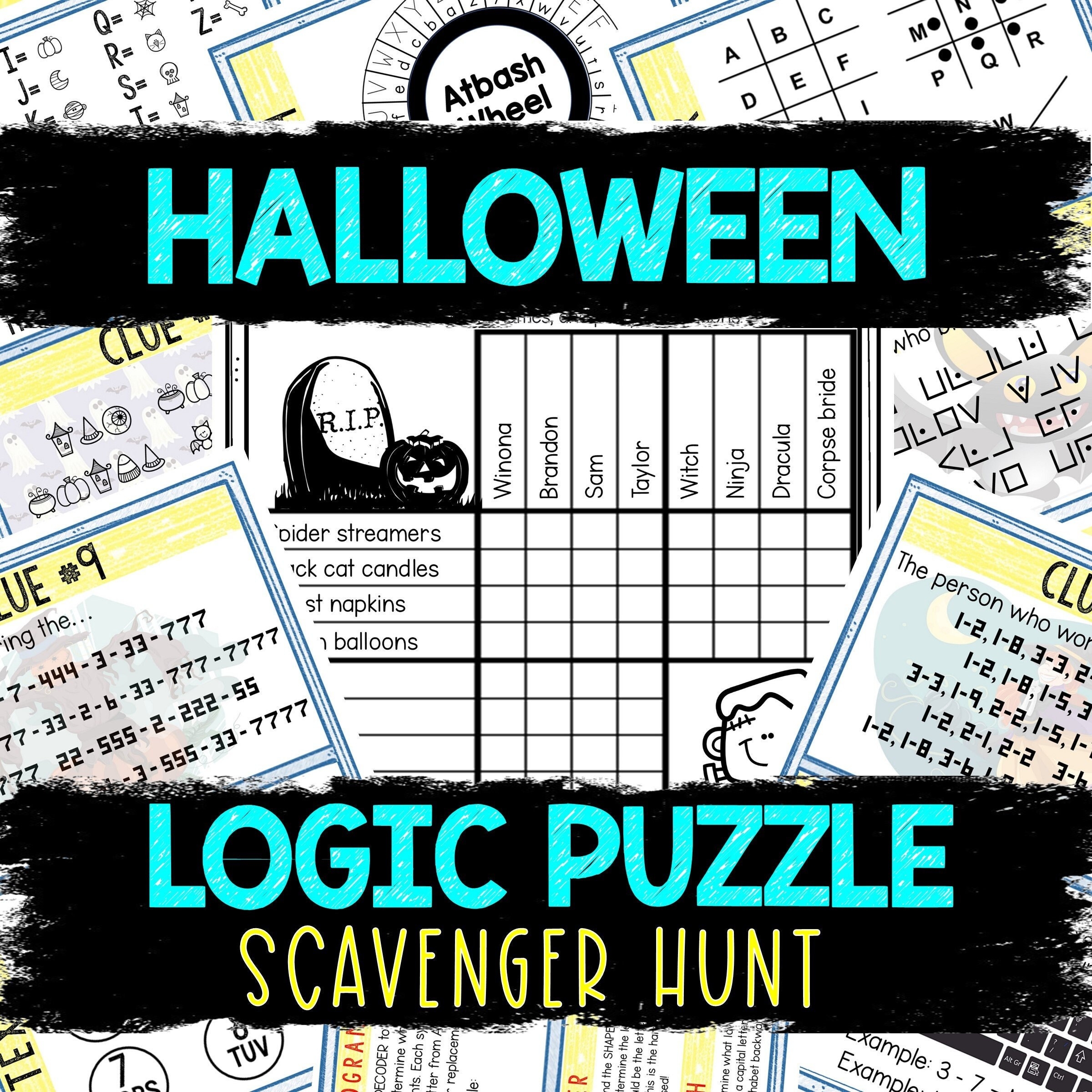 Halloween Logic Puzzle Scavenger Hunt Game For Kids Party Game 