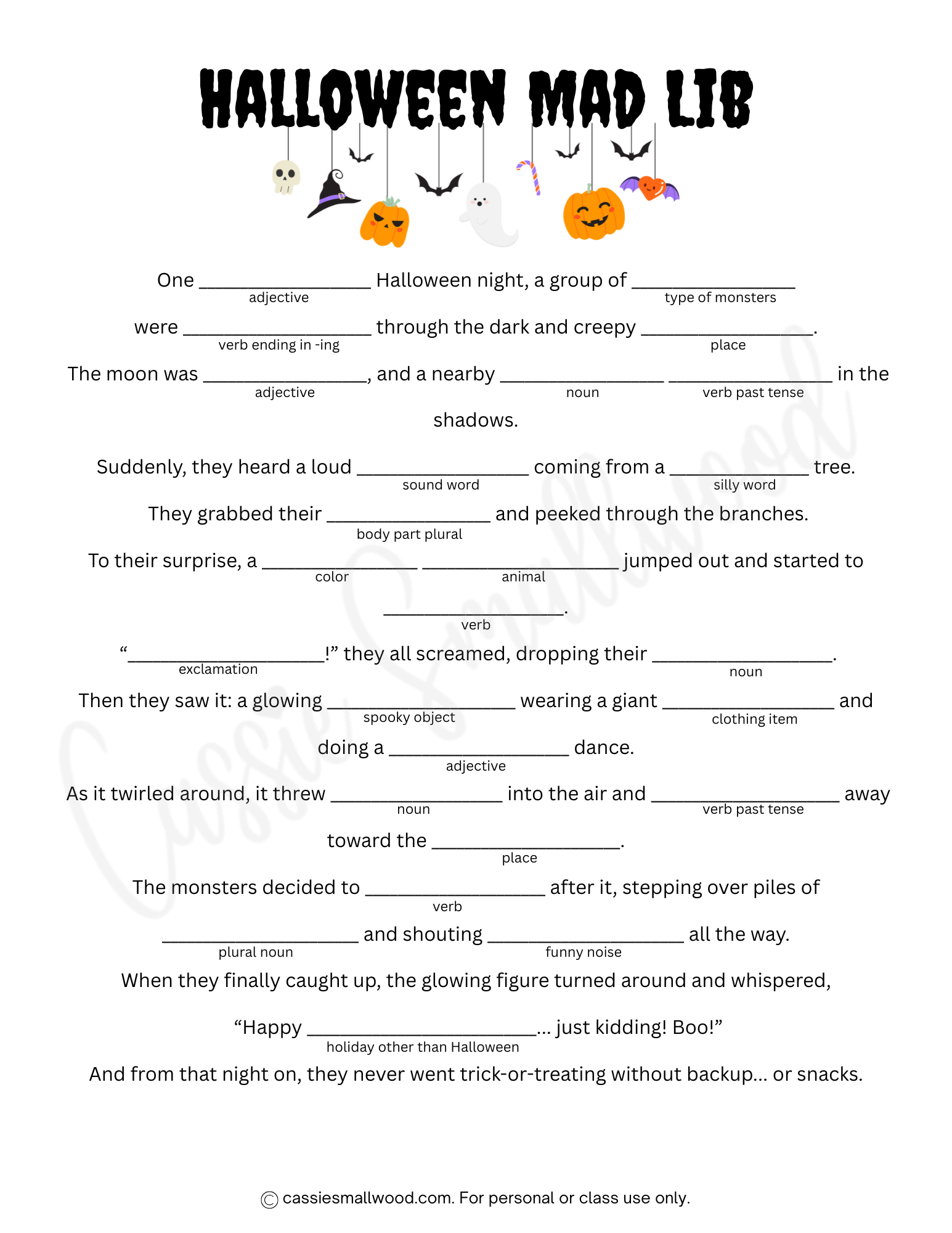 free printable halloween mad libs