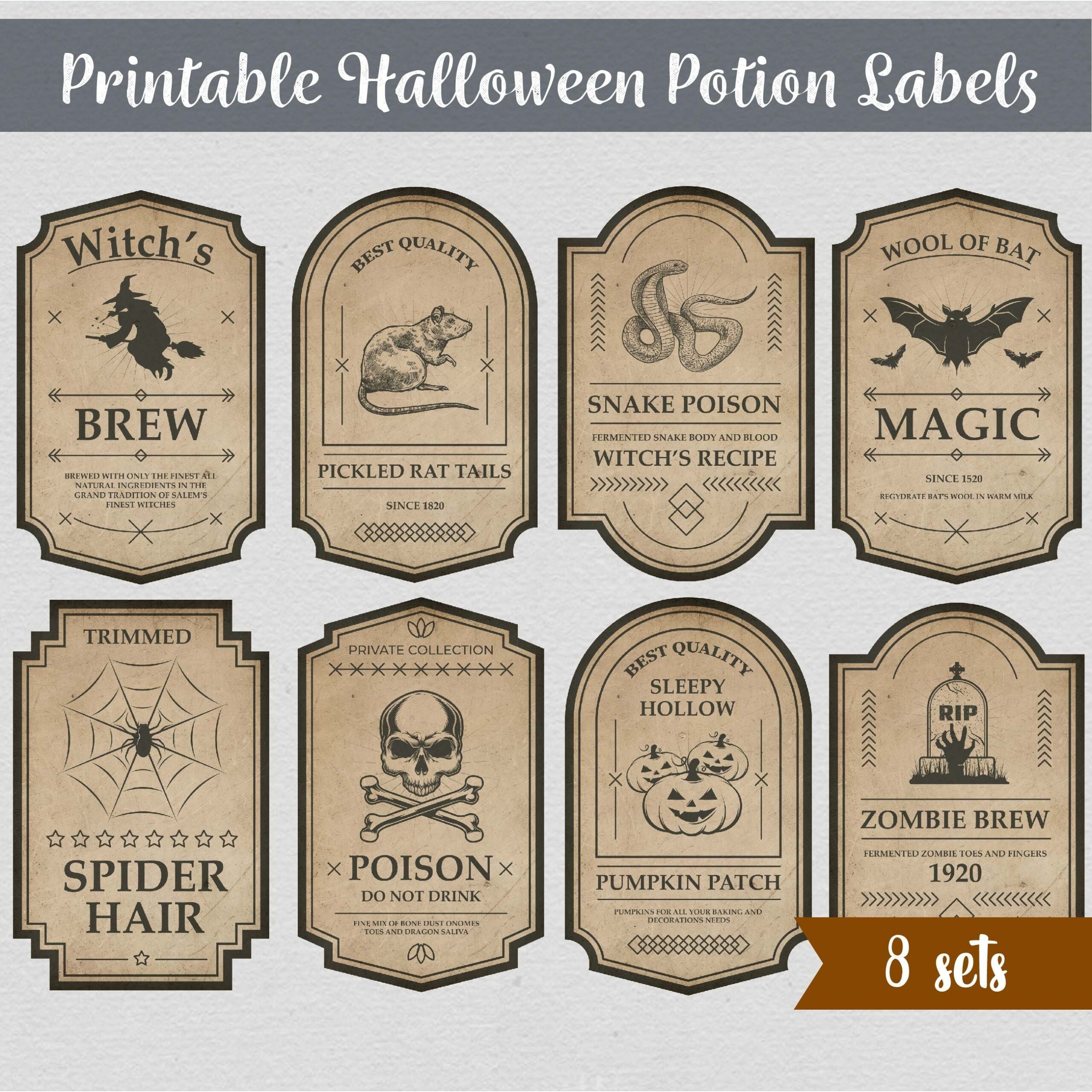 Halloween Potion Apothecary Bottle Labels Includes PDF JPG Digital Download Etsy Australia