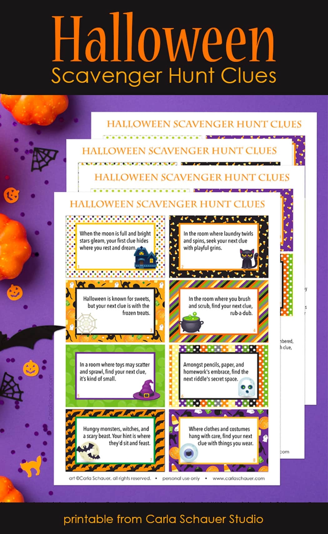 Halloween Scavenger Hunt Clues For Kids free Printable Carla 