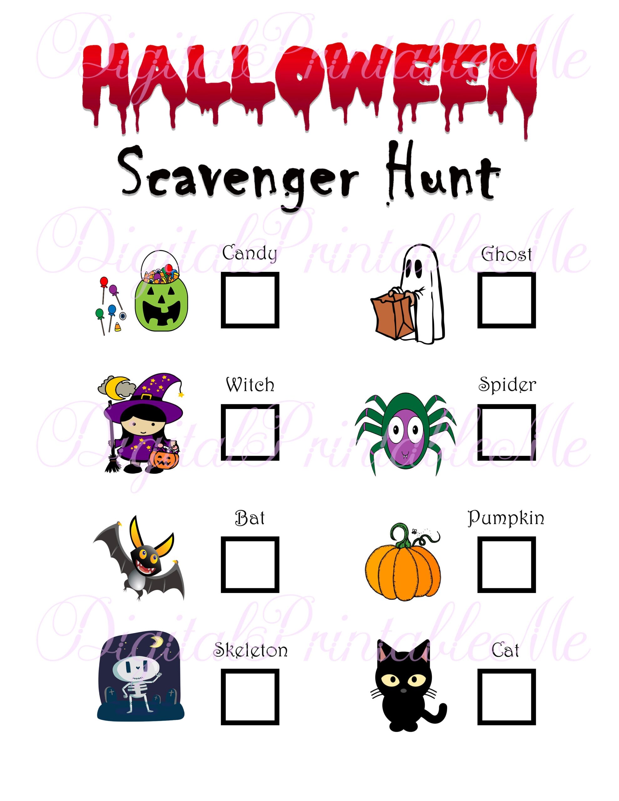 printable halloween scavenger hunt