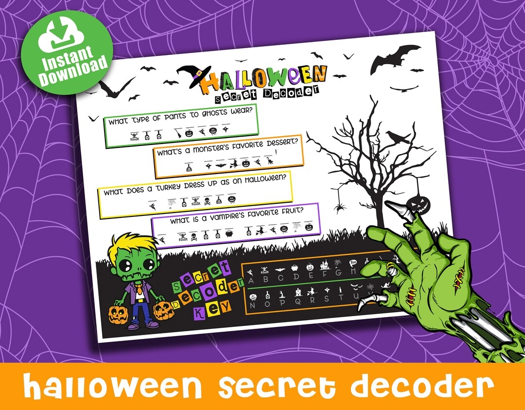 Halloween Secret Decoder Joke Activity Page For Kids Etsy