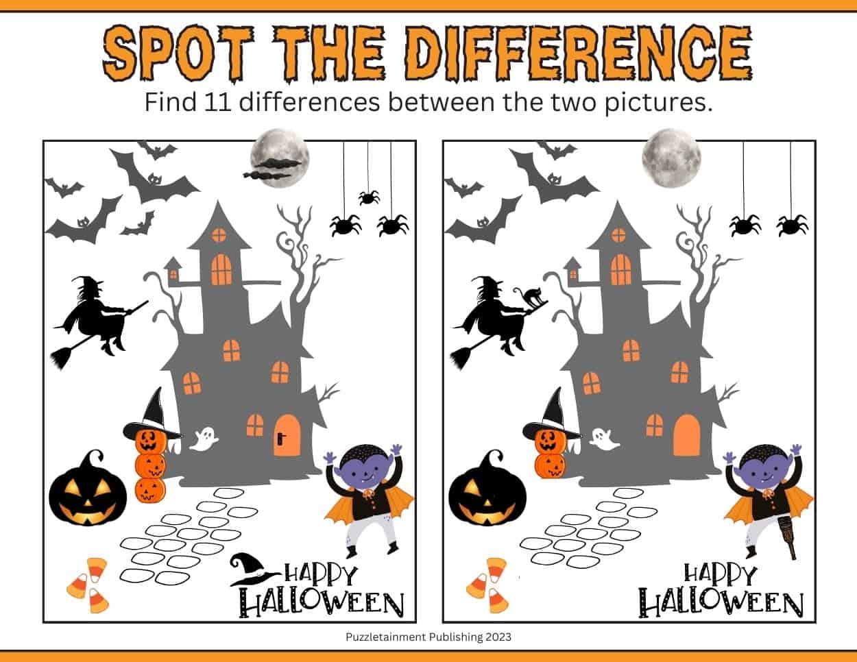 Halloween Spot The Difference Printable Page fun U0026 Free Puzzletainment Publishing