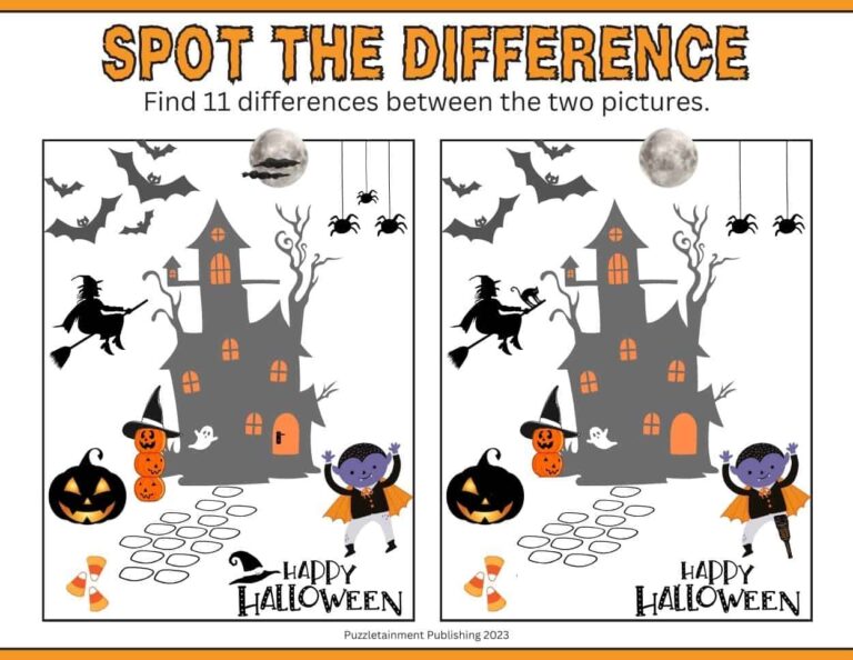 Halloween Spot The Difference Printable Page fun U0026 Free Puzzletainment Publishing