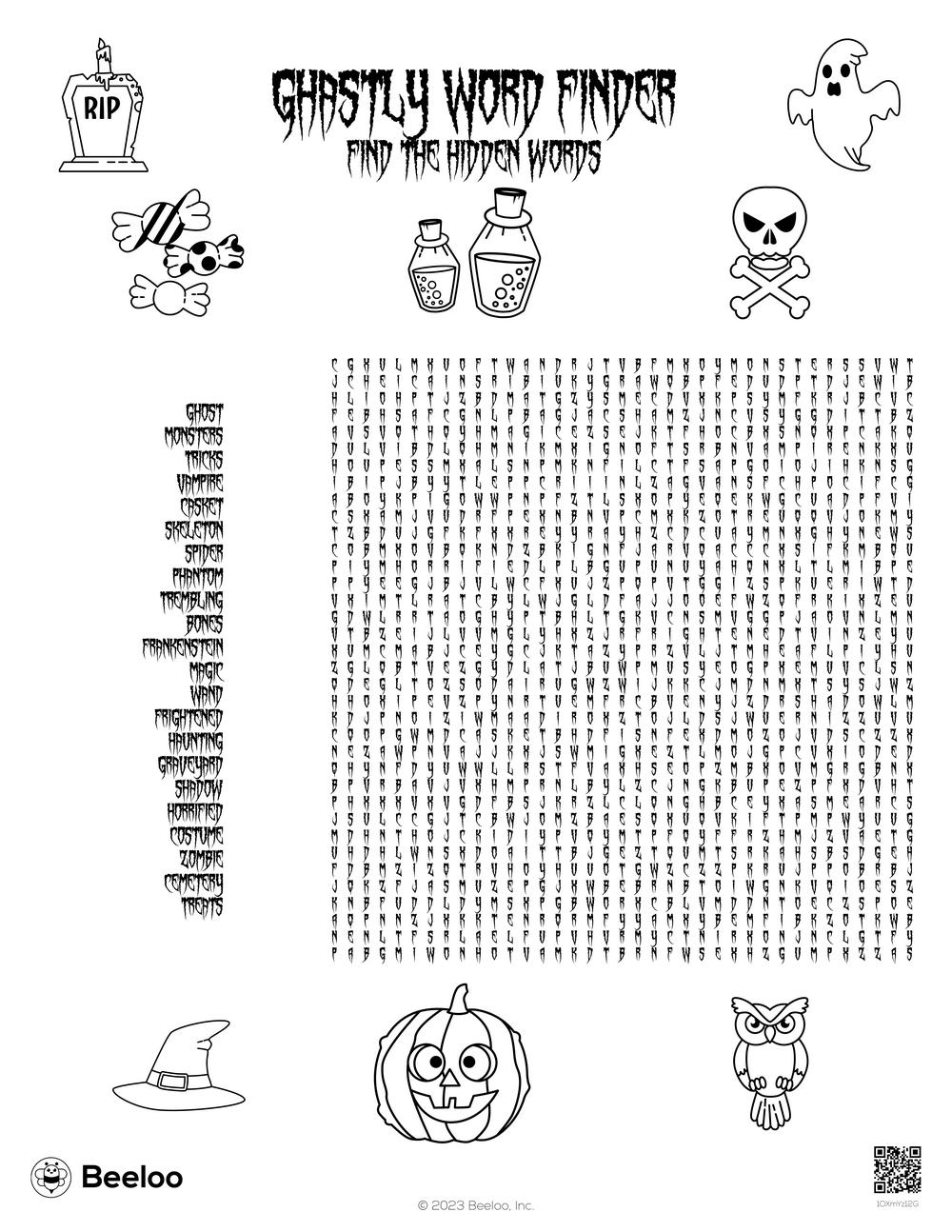 halloween word search printable