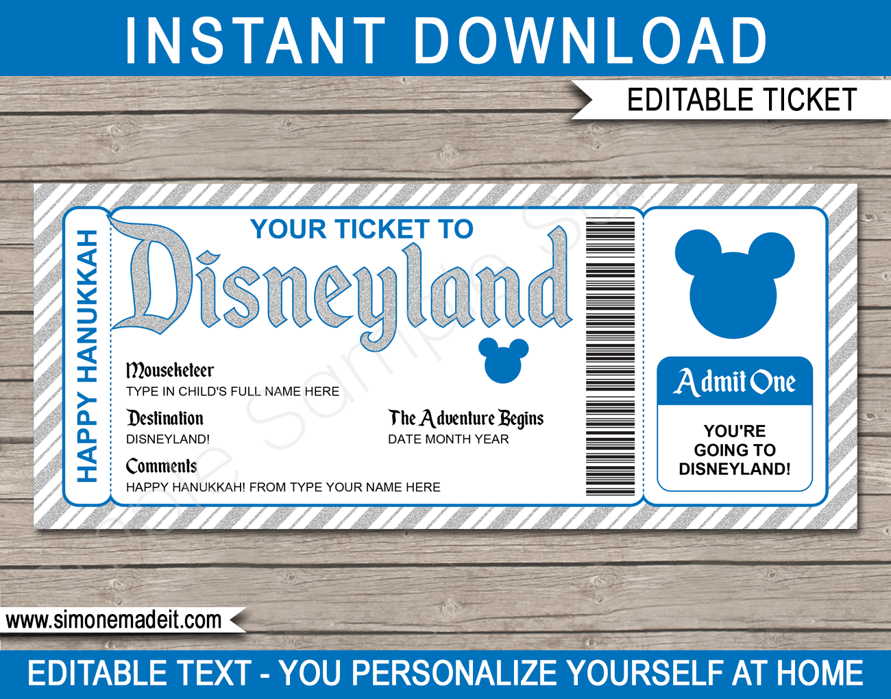 printable fake disneyland tickets