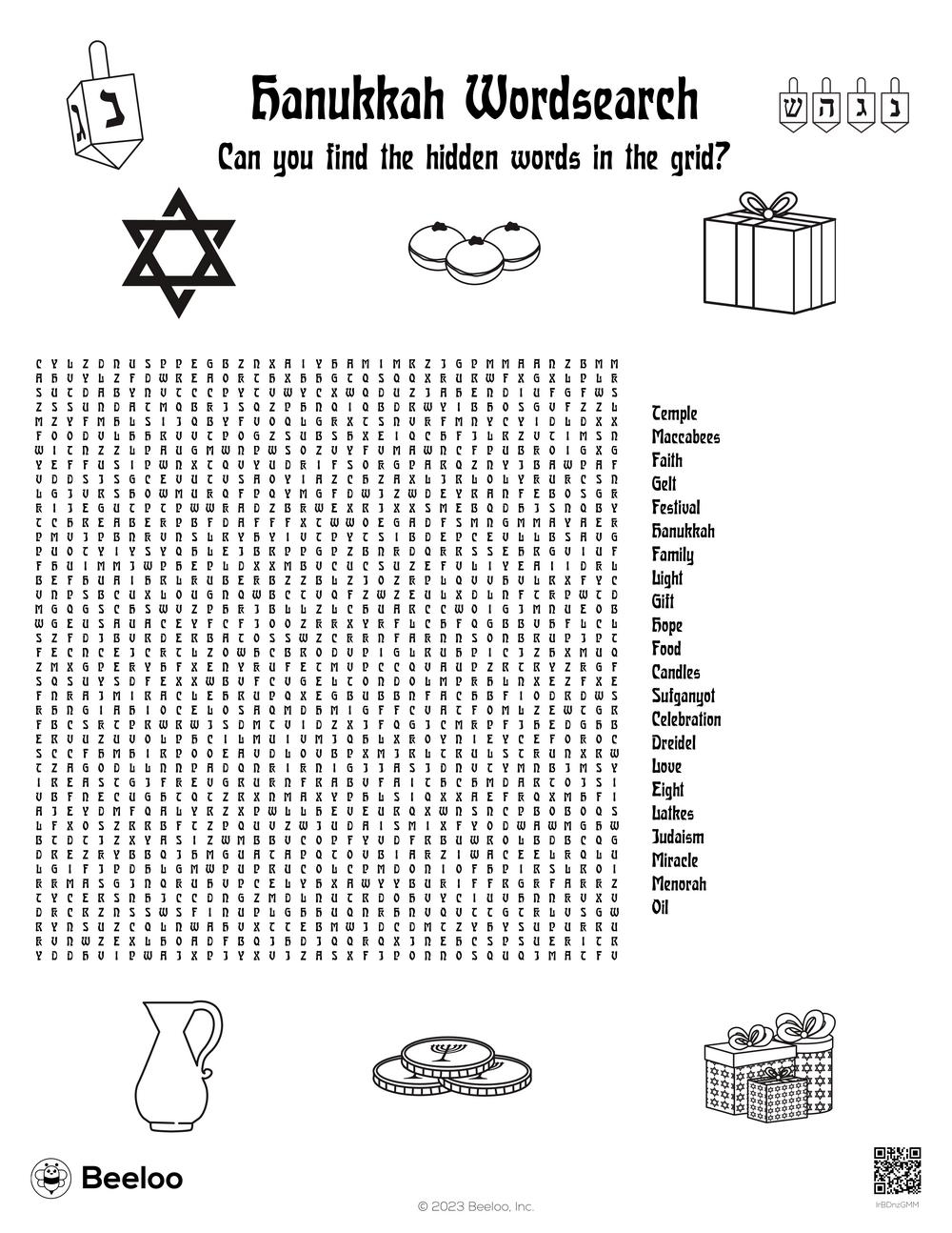 hanukkah word search printable