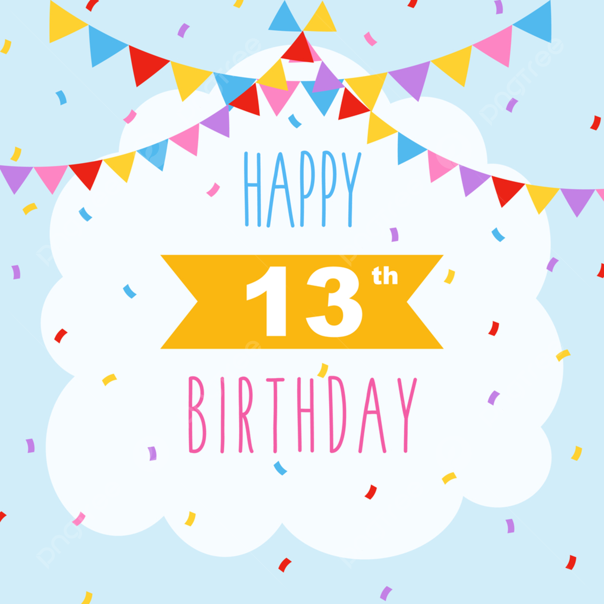 Happy 13th Birthday Card Poster Template Download On Pngtree