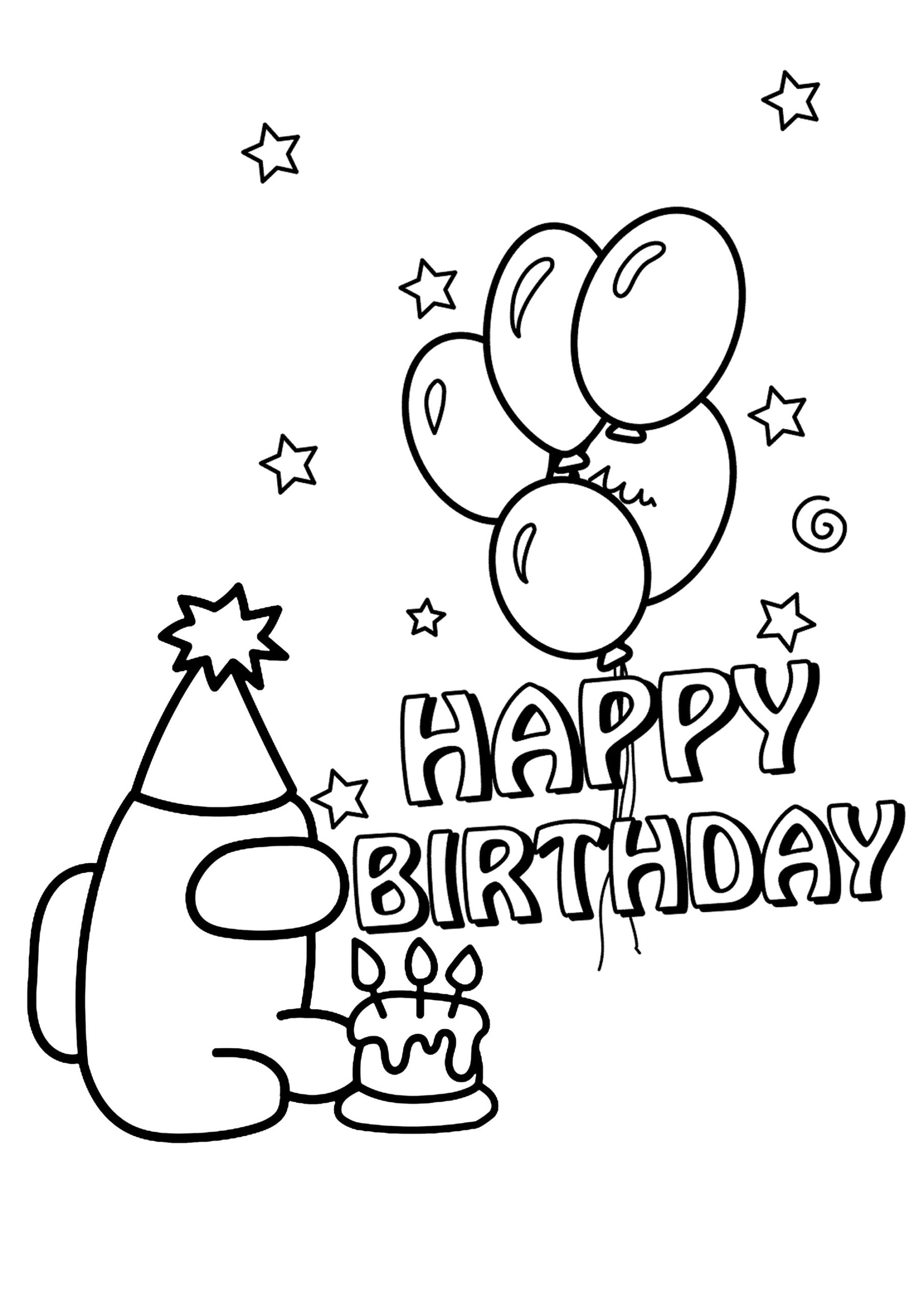 Happy Birthday Among Us Among Us Coloring Pages
