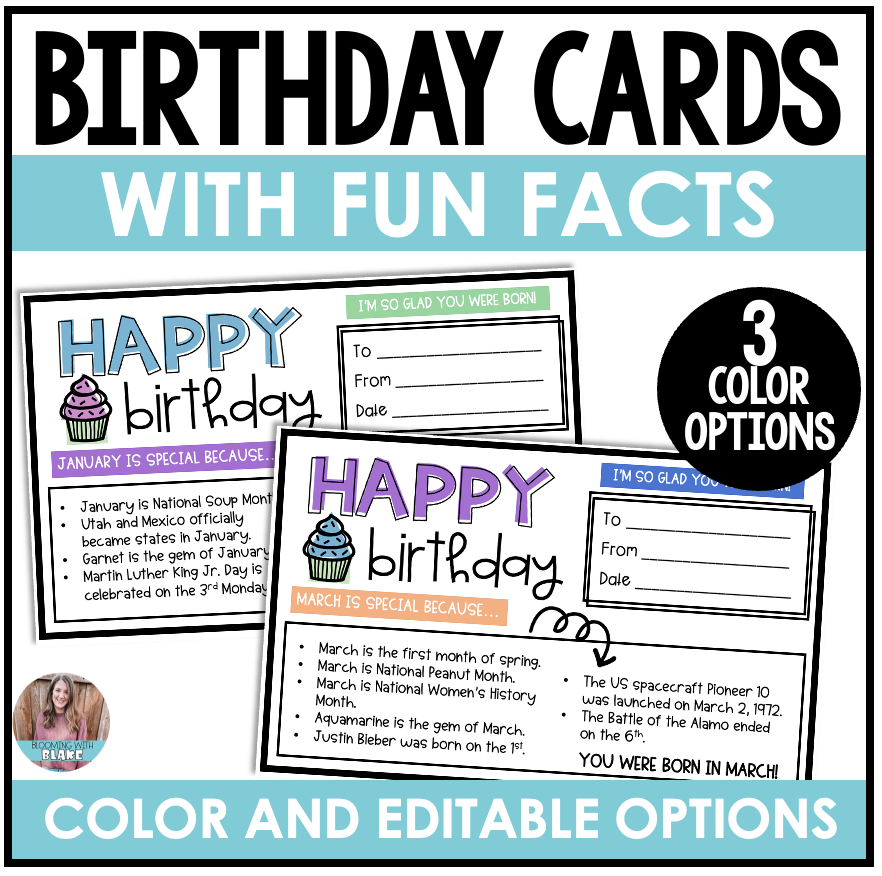 Happy Birthday Certificate Cards With Monthly Fun Facts Made By Teachers