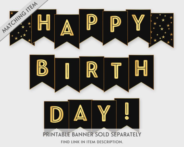 Happy Birthday Printable Banner Navy U0026 Gold Birthday Party Printable PDF DIY Print Instant Download GWR Etsy