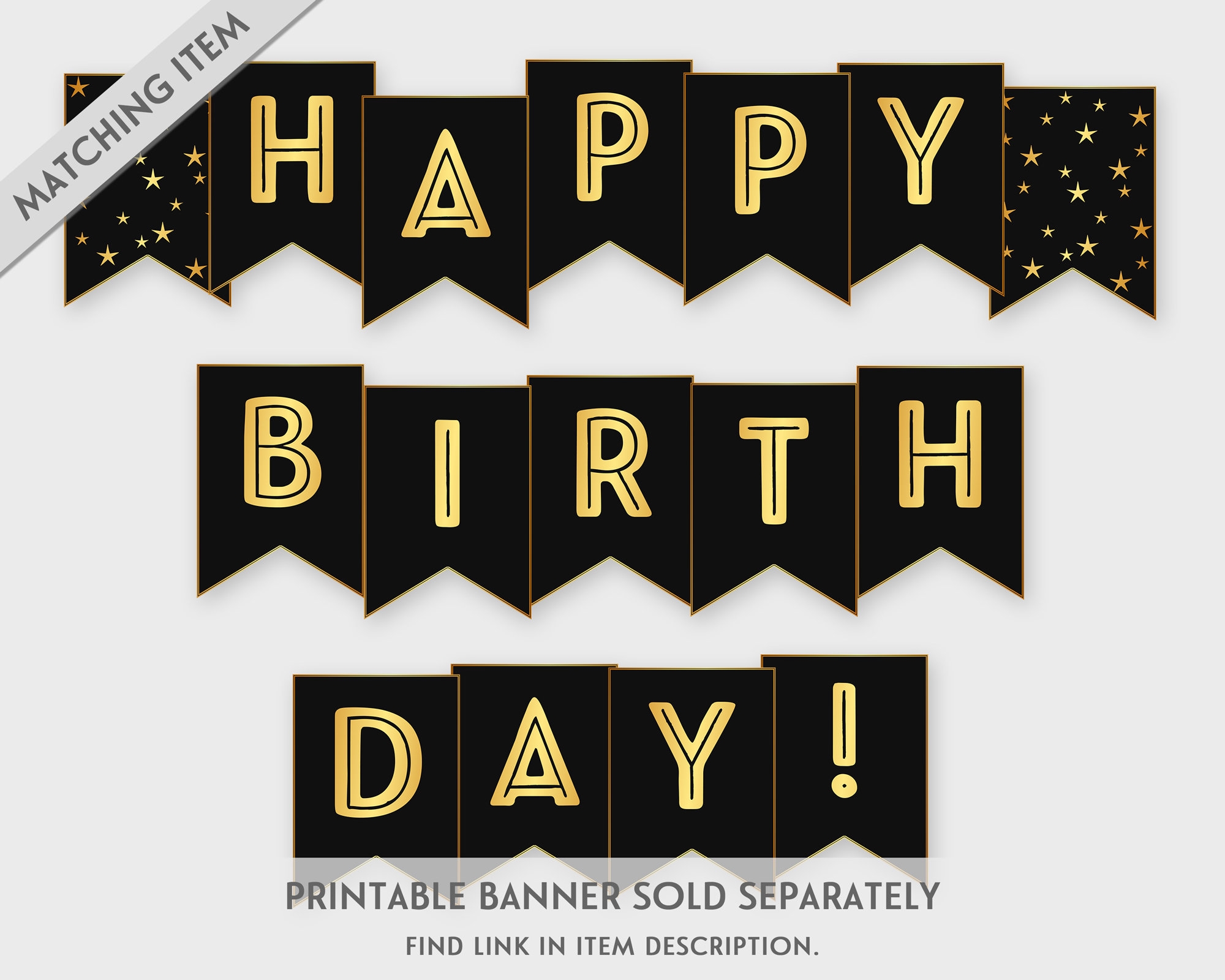 Happy Birthday Printable Banner Navy U0026 Gold Birthday Party Printable PDF DIY Print Instant Download GWR Etsy