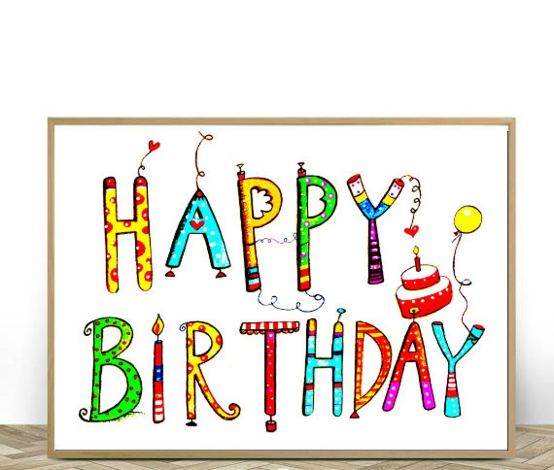 Happy Birthday Printable Sign Kids Party Decor instant Download Etsy