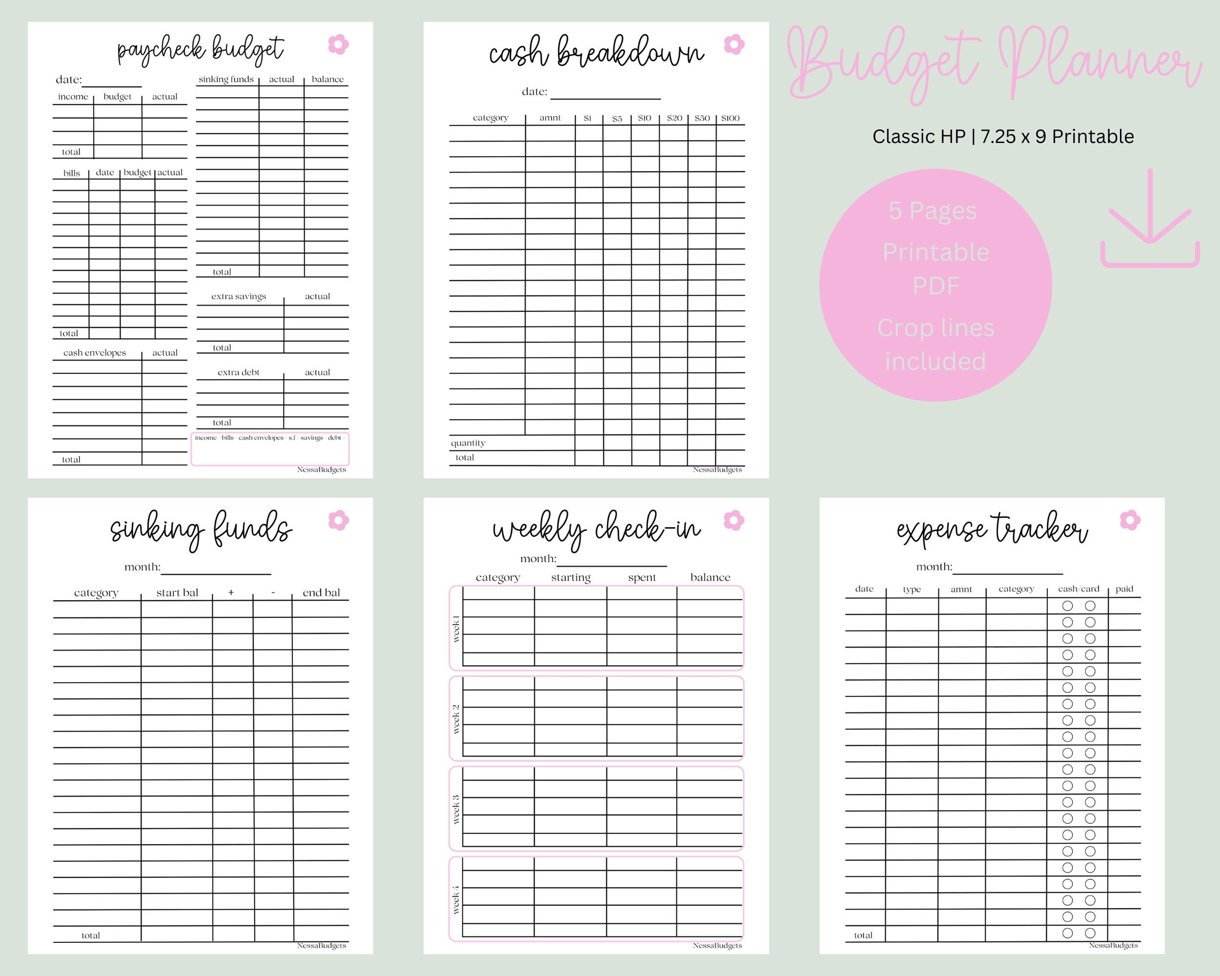 Happy Planner Budget Inserts Classic HP Printable PDF Classic Happy Planner Printable Budget Planner Sheets For Classic Happy Planner