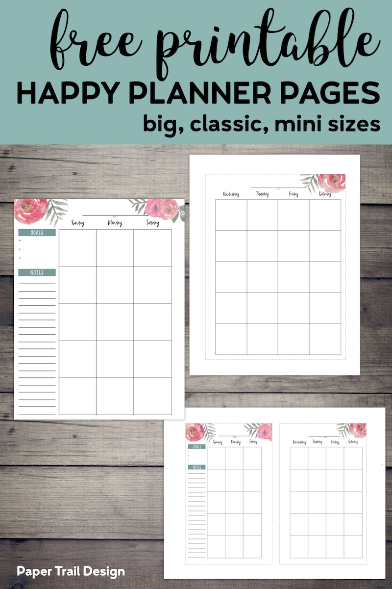 mini happy planner free printables