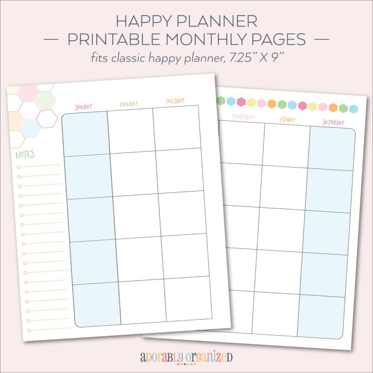 HAPPY PLANNER PRINTABLE Monthly Planner Refills Inserts 7 X 9 25 Sorbet Create 365 Me U0026 My Big Ideas Mambi Undated Sunday Etsy