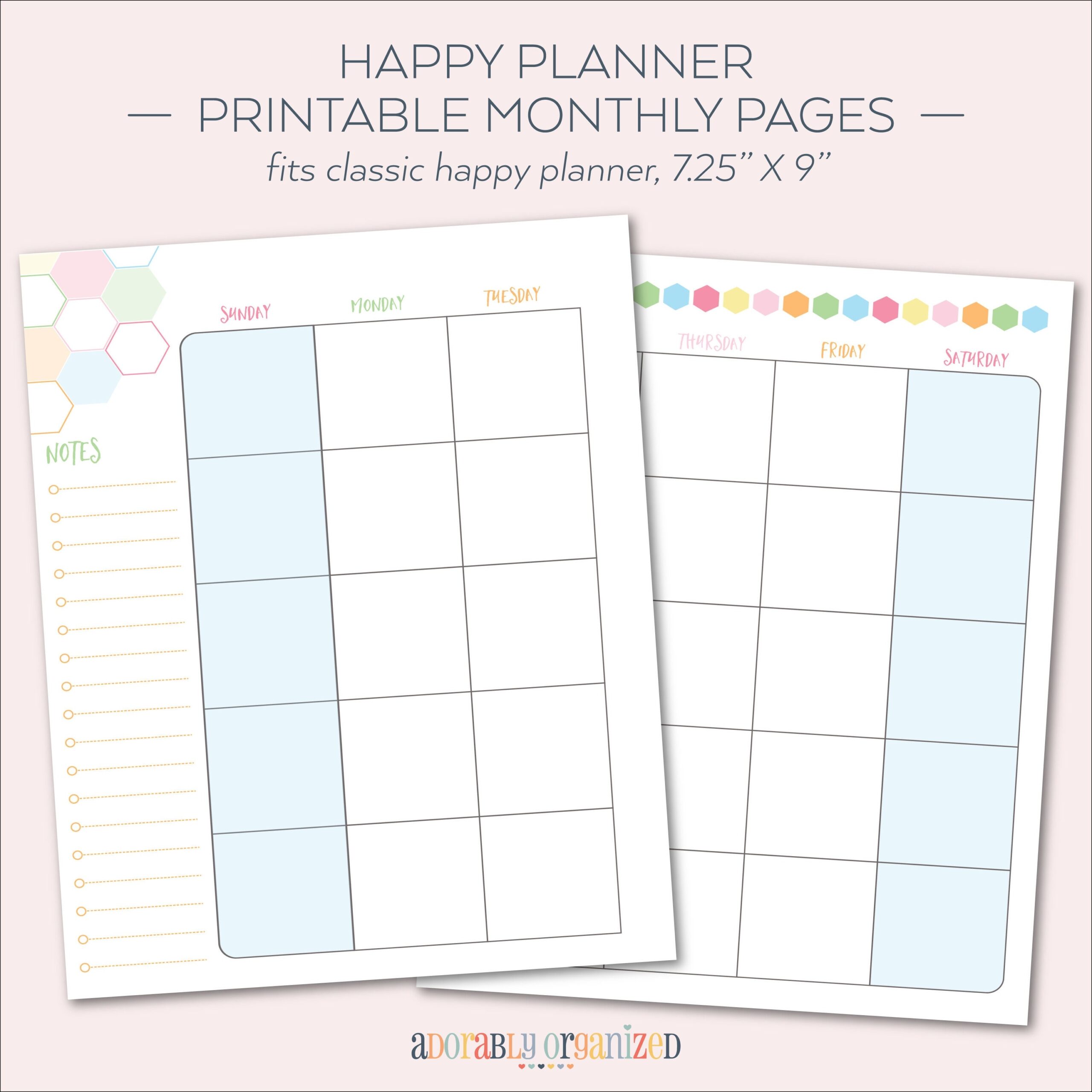 HAPPY PLANNER PRINTABLE Monthly Planner Refills Inserts 7 X 9 25 Sorbet Create 365 Me U0026 My Big Ideas Mambi Undated Sunday Etsy