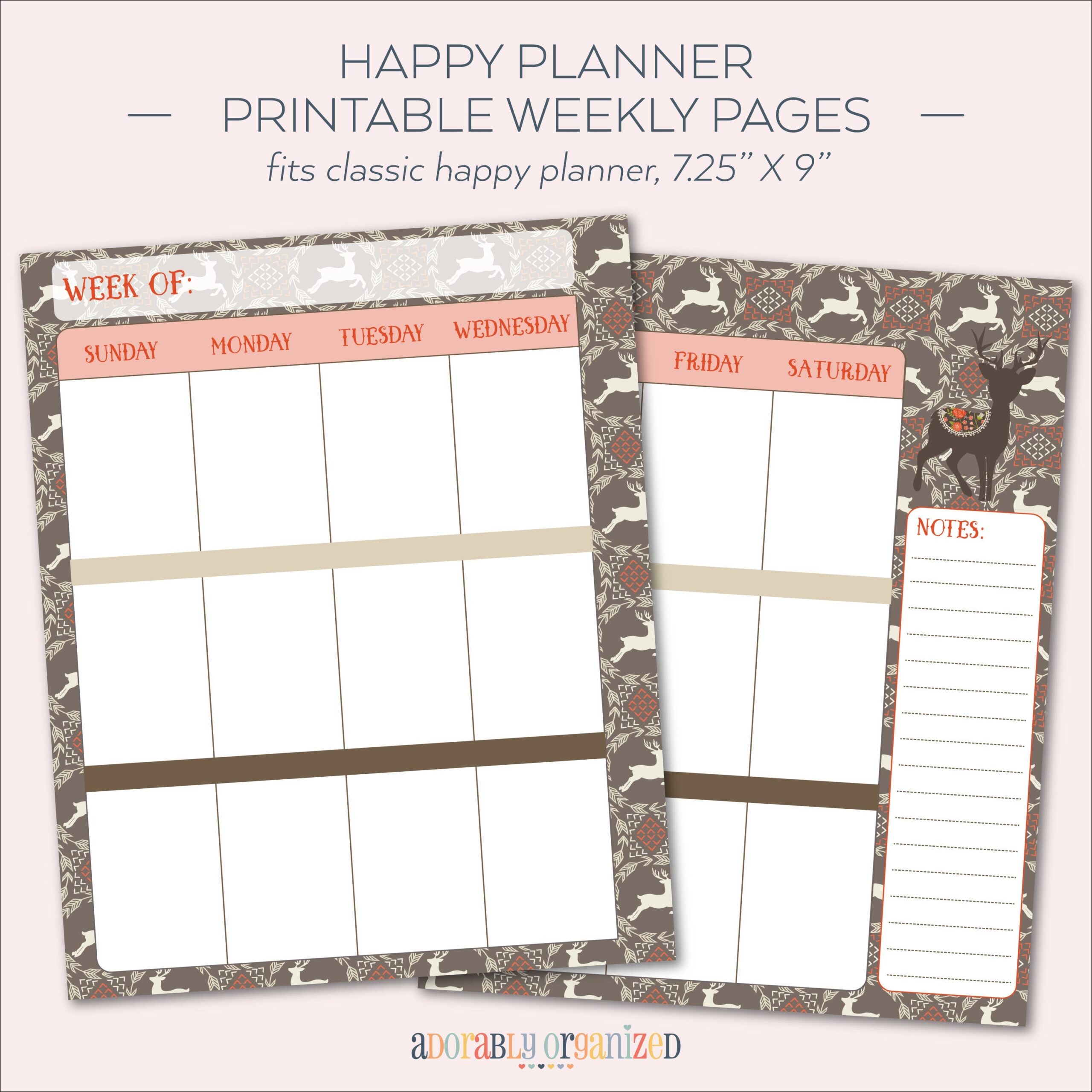 HAPPY PLANNER PRINTABLE Weekly Planner Refills Inserts 7 X 9 25 Rustic Christmas Create 365 Me U0026 My Big Ideas Mambi Undated Etsy