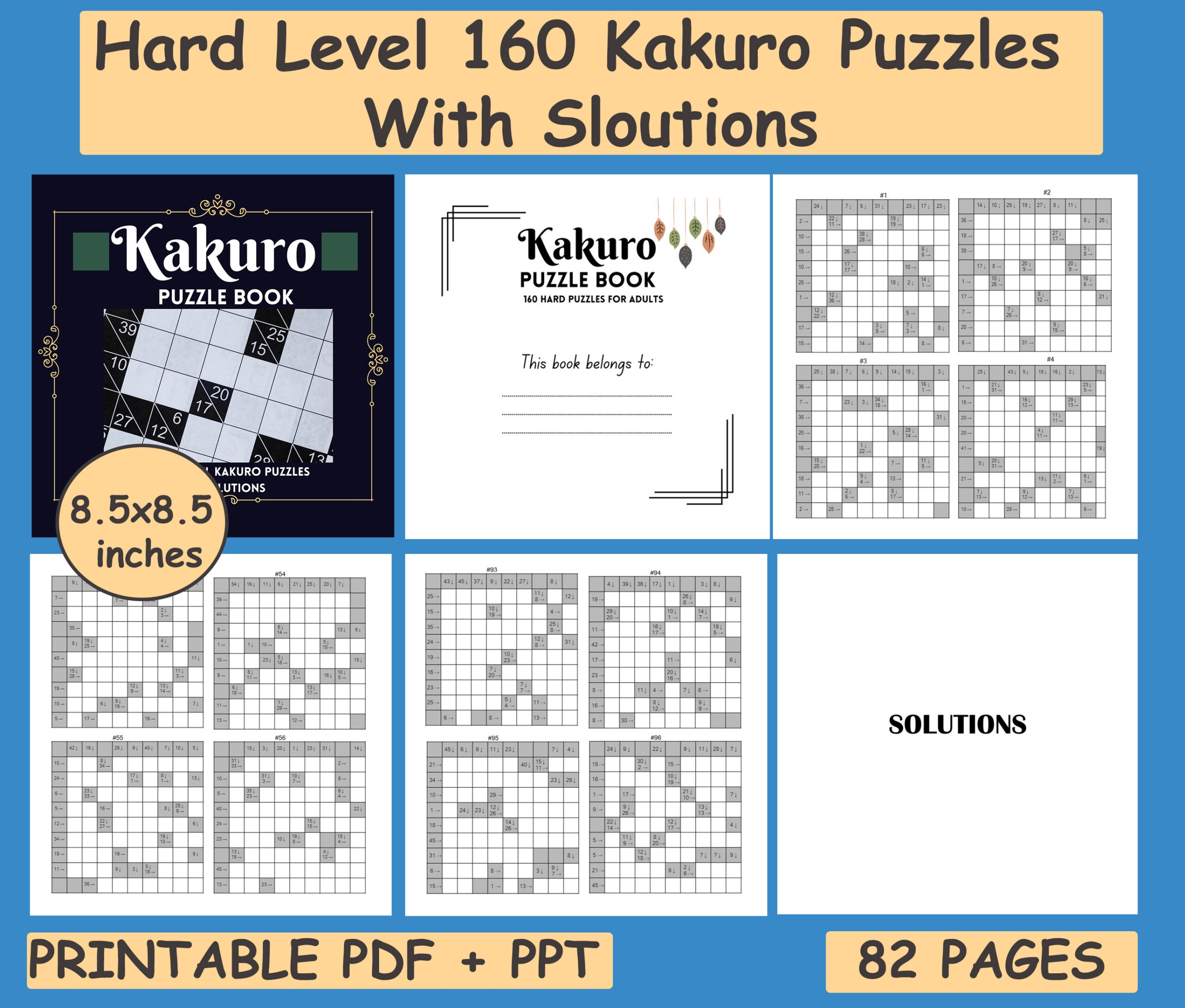 Hard Level Kakuro Puzzle Book With Solutions 160 Puzzles For Adults Made By Teachers Hard Level Kakuro Puzzle Book With Solutions 160 Puzzles For Adults Made By Teachers