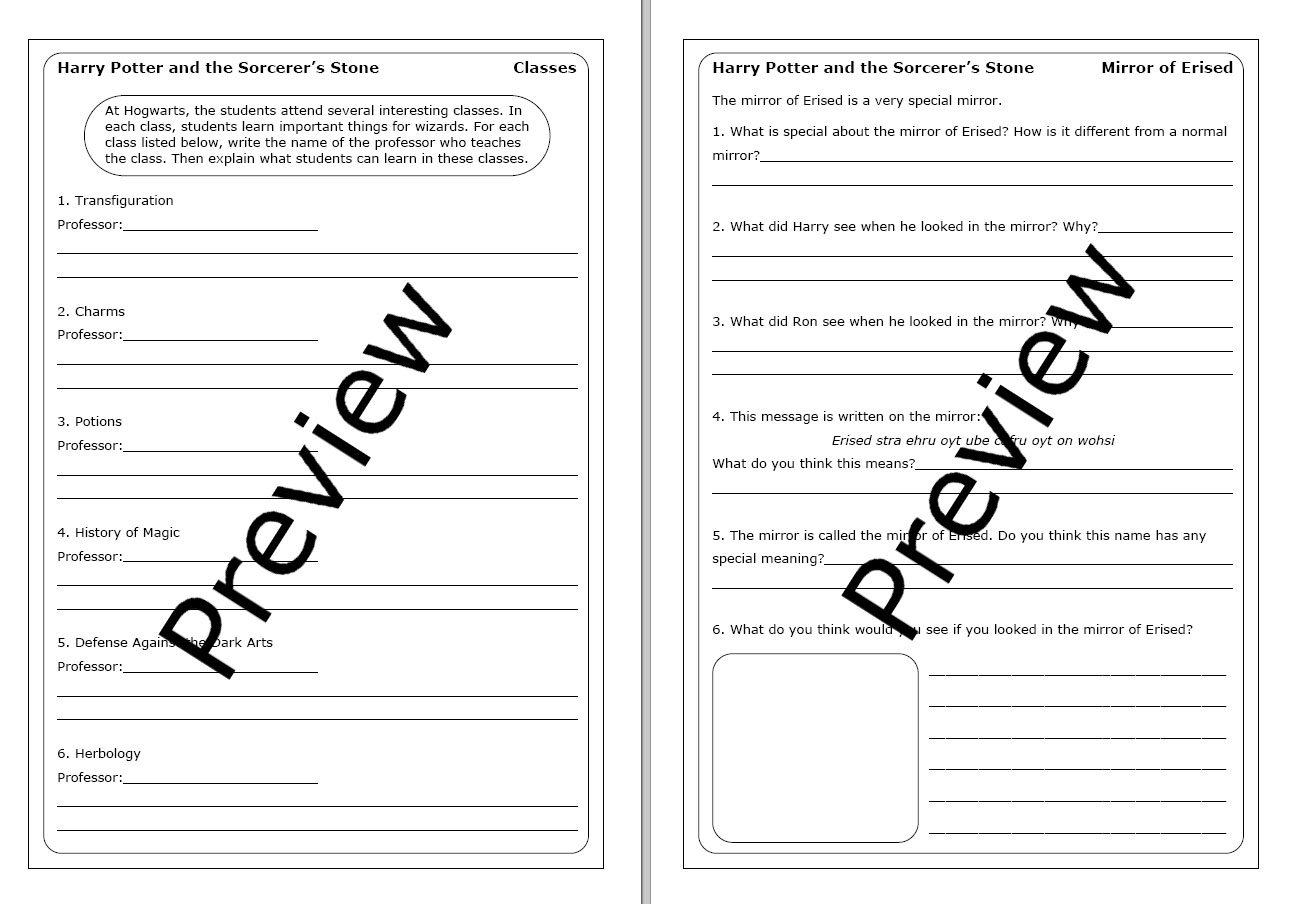 Harry Potter And The Sorcerer s Stone Worksheets