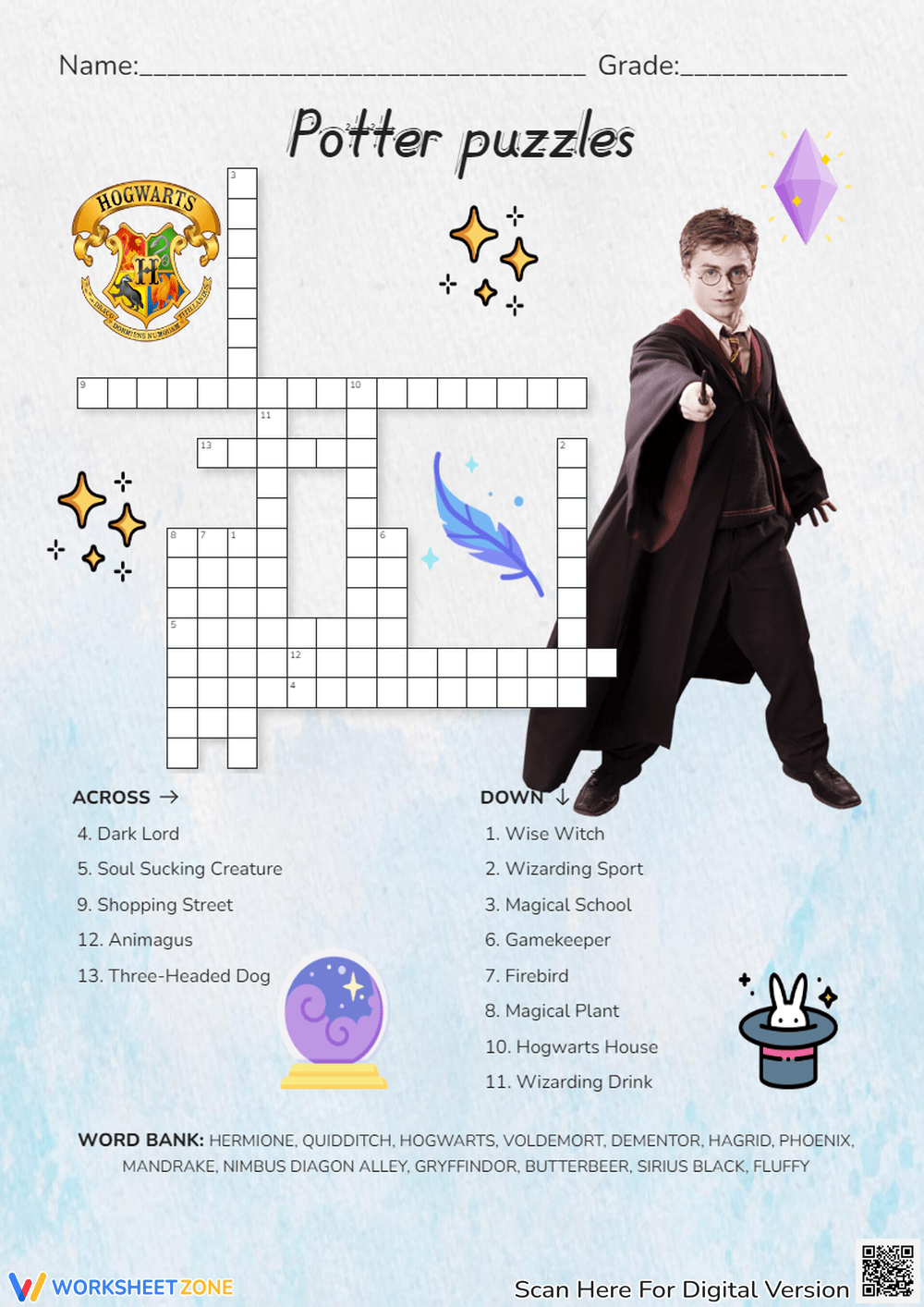Harry Potter Crossword Worksheets U0026 Printable