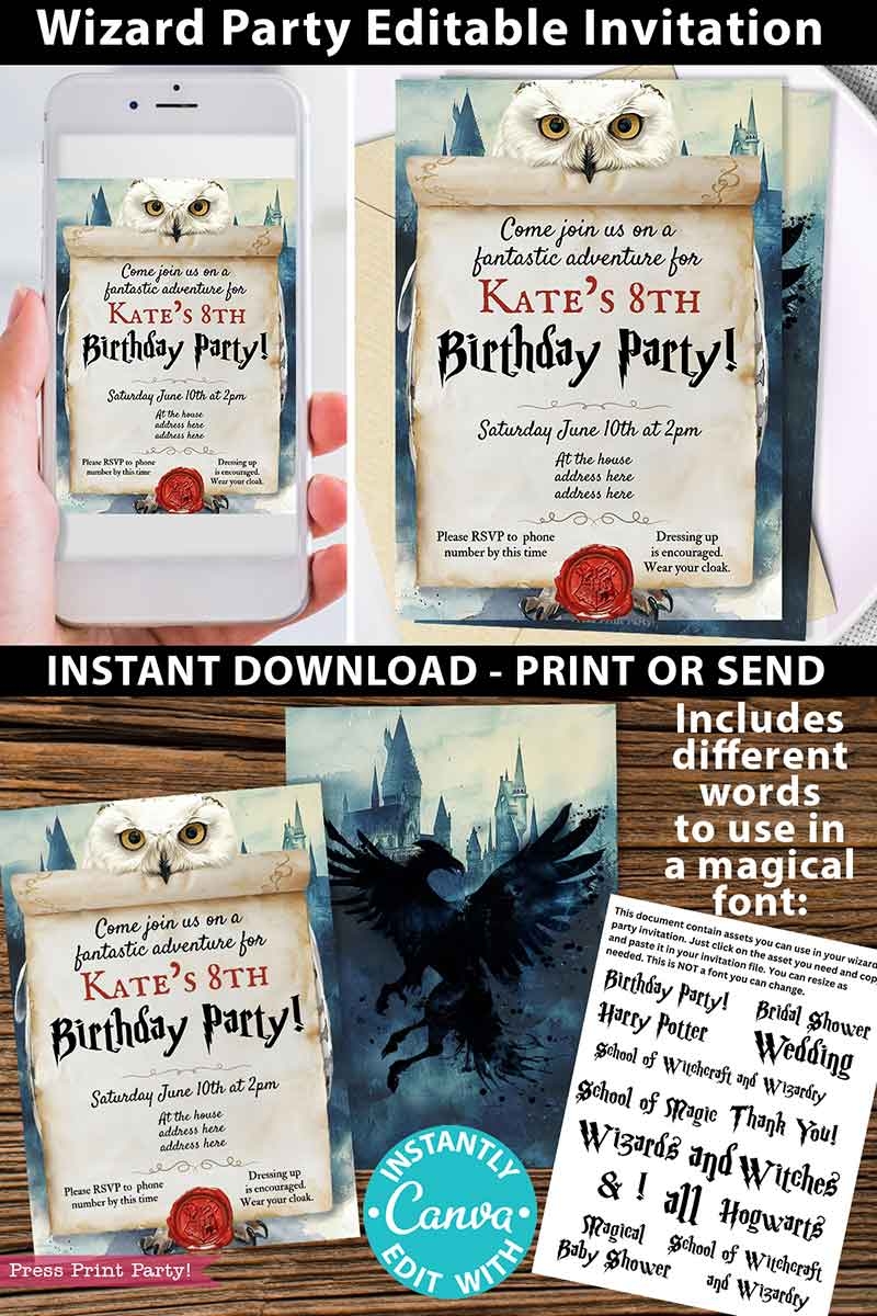 free printable harry potter invitations