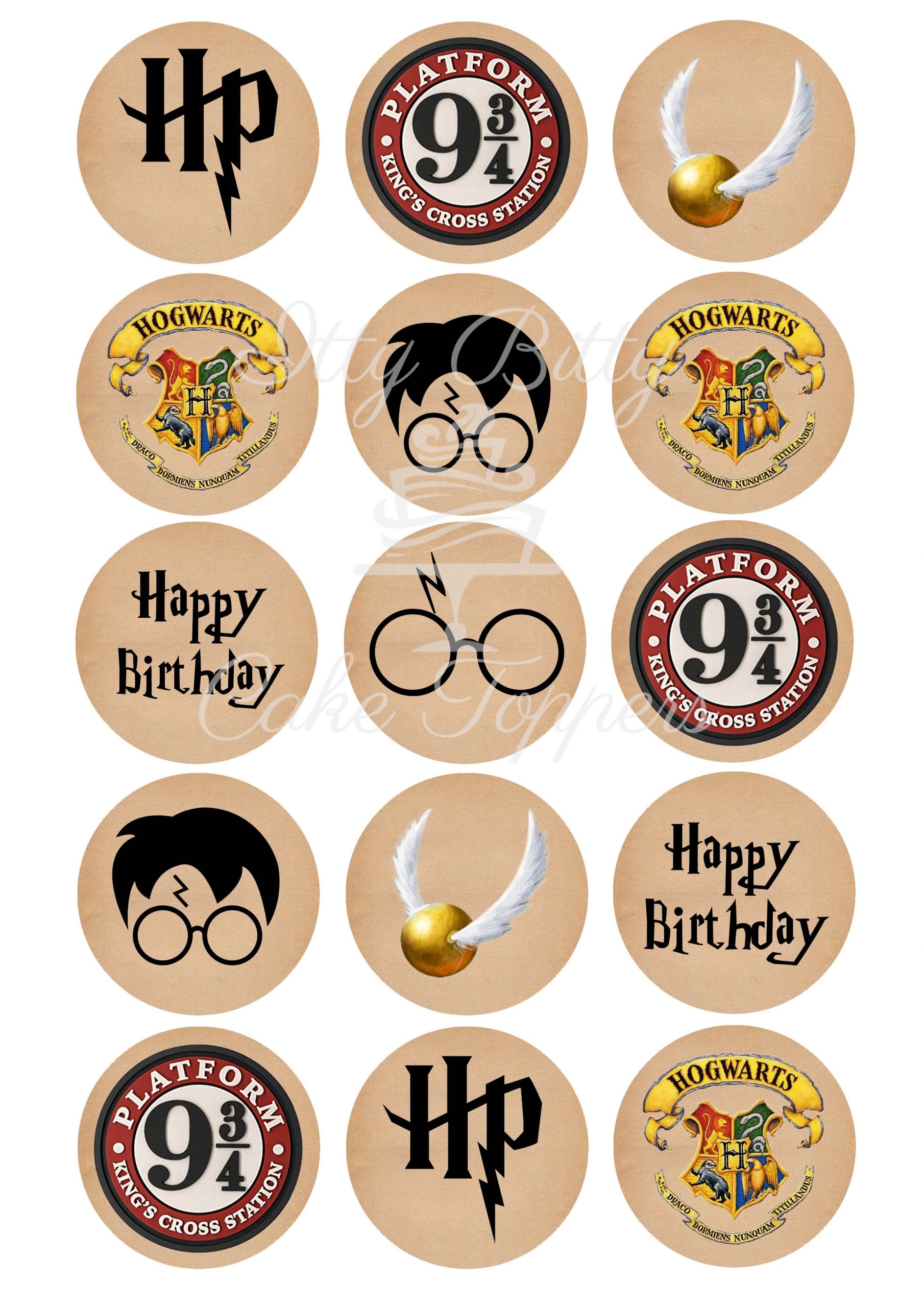 Harry Potter Themed Edible Cupcake Toppers Itty Bitty Cake Toppers