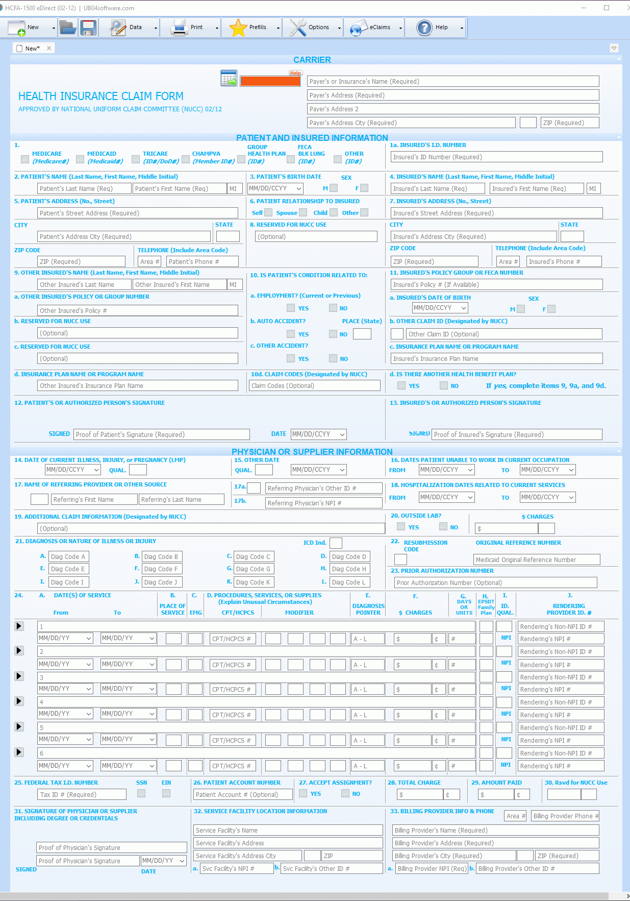 HCFA 1500 Fill U0026 Print Medical Billing Form Software HCFA 1500 Fill U0026 Print Medical Billing Form Software